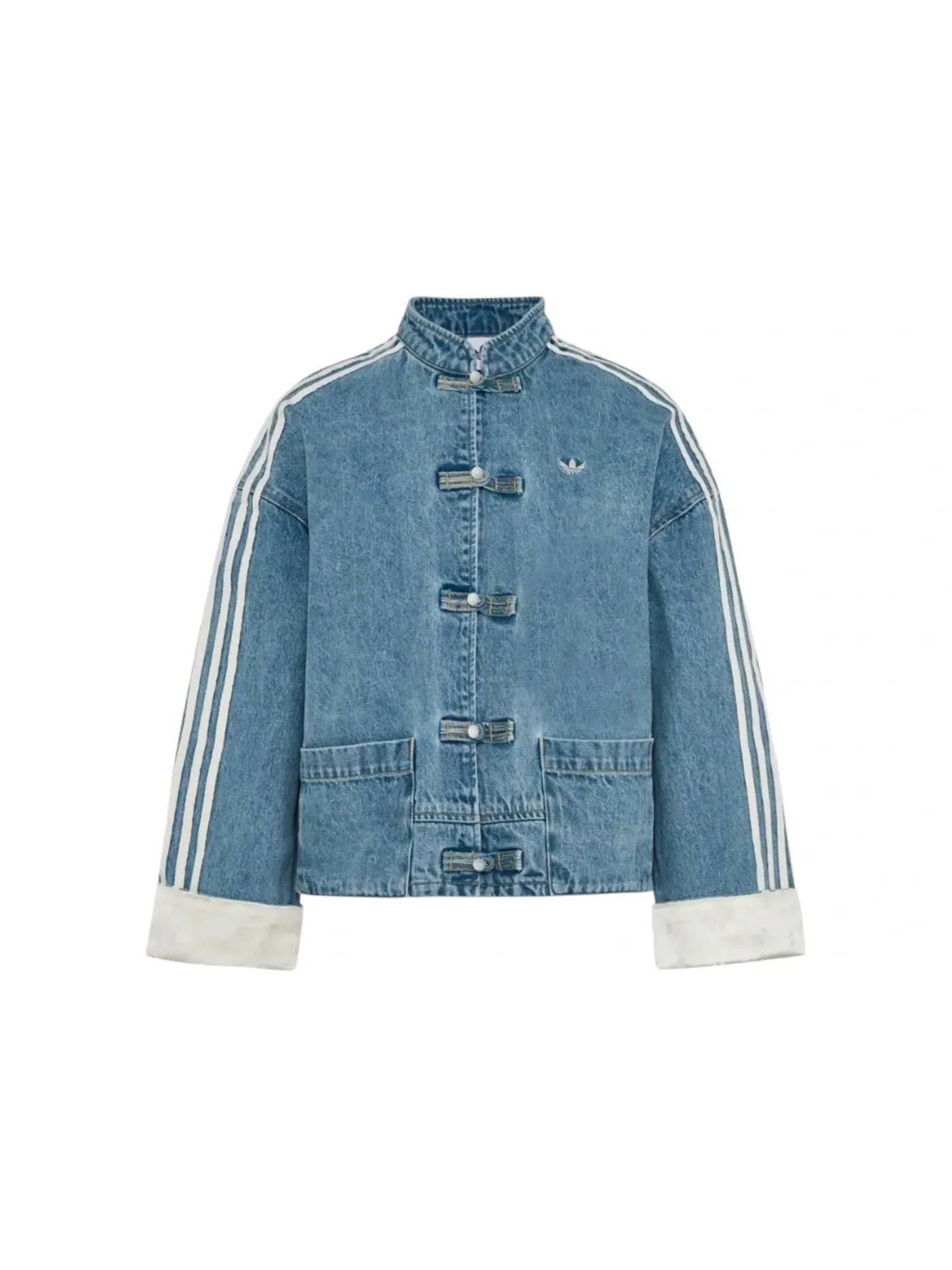 Женская куртка джинсовая New Chinese Jacket Adidas — изображение 1 из 2, джинсовый синий