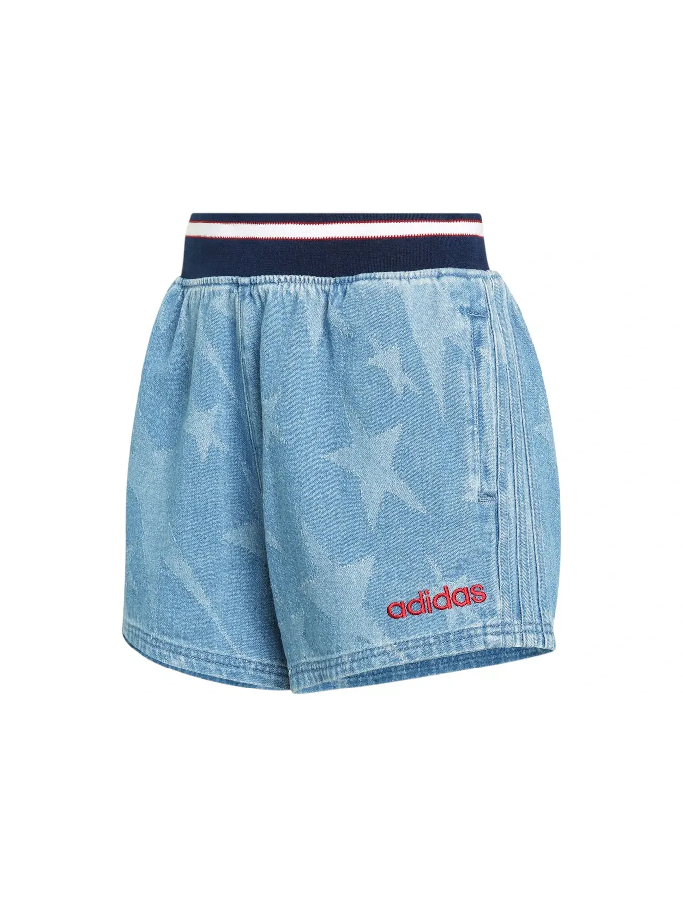 Женские шорты с принтом Varsity Denim Graphic Adidas — изображение 1 из 1, синий джинсовый синий