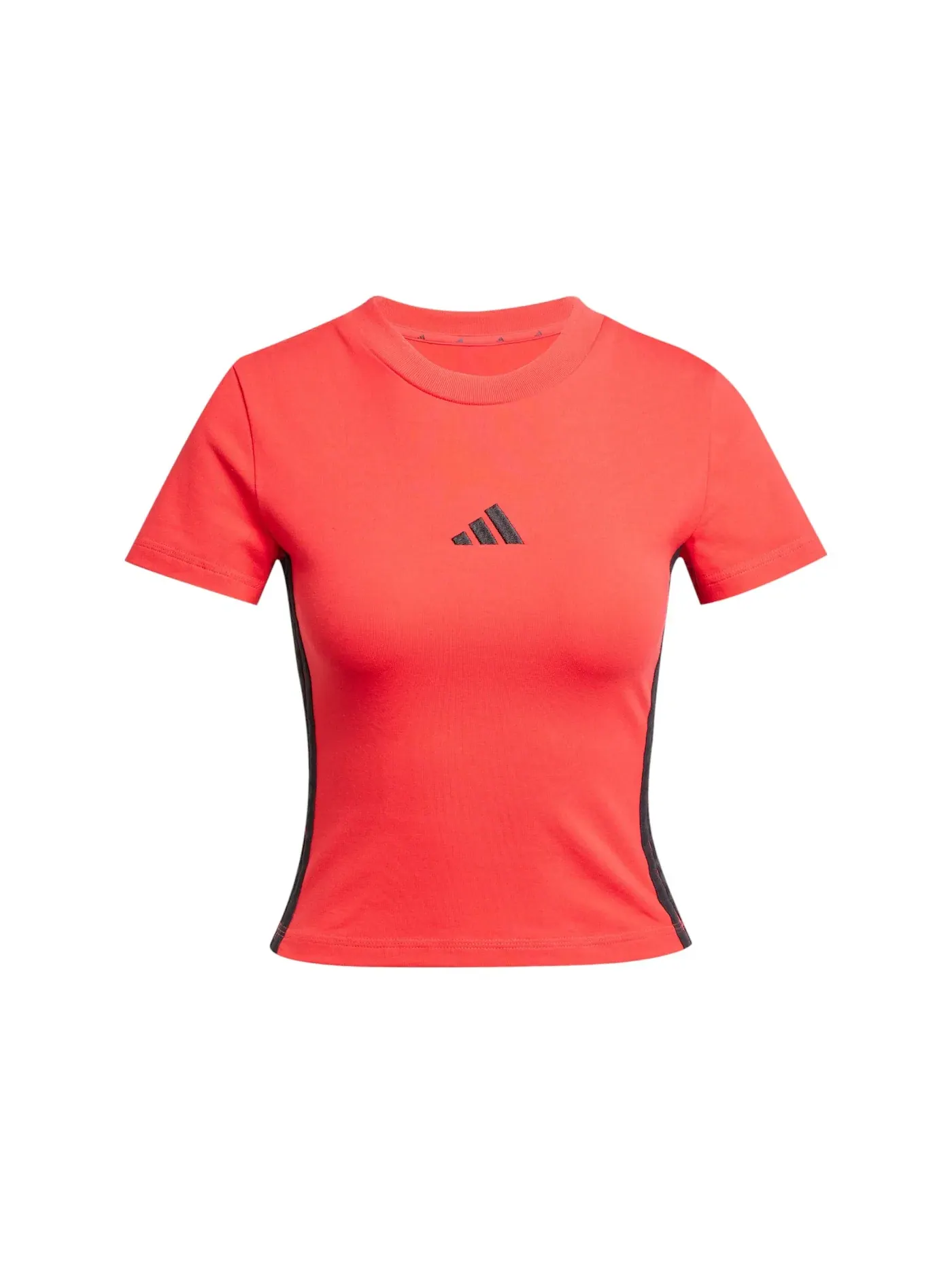 Женская футболка с принтом Adidas Essentials 3-Stripes Slim Baby T-Shirt — изображение 1 из 1, черный