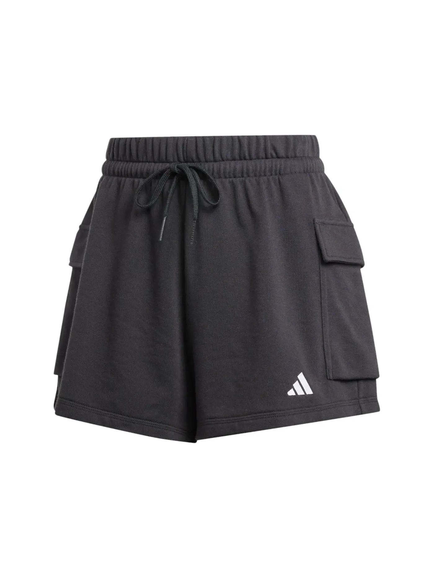 Женские шорты с логотипом из французского футера Adidas — изображение 1 из 1, черный/белый