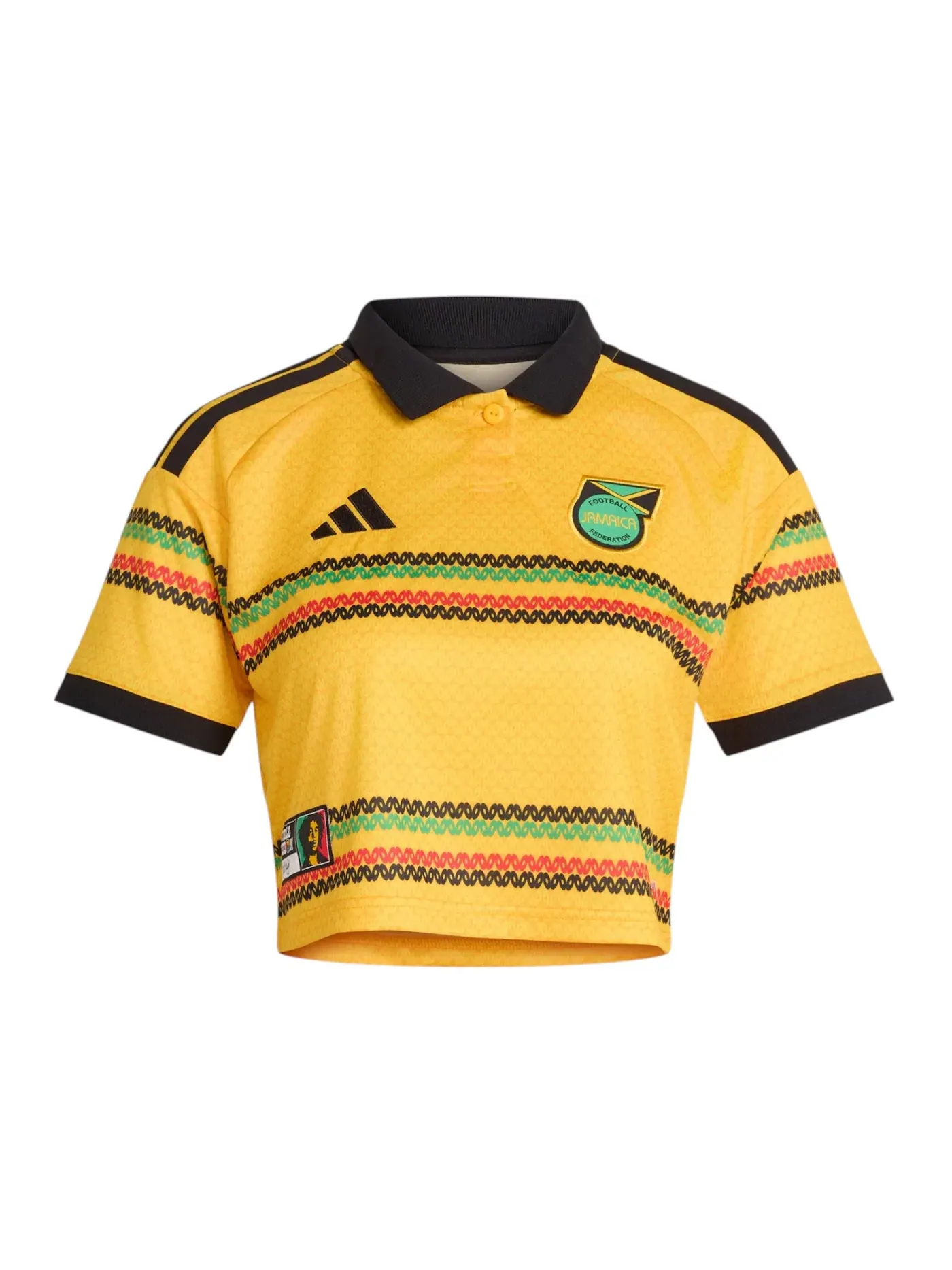 Женская футболка-кроп с принтом Jersey Adidas — изображение 1 из 1, золотистый