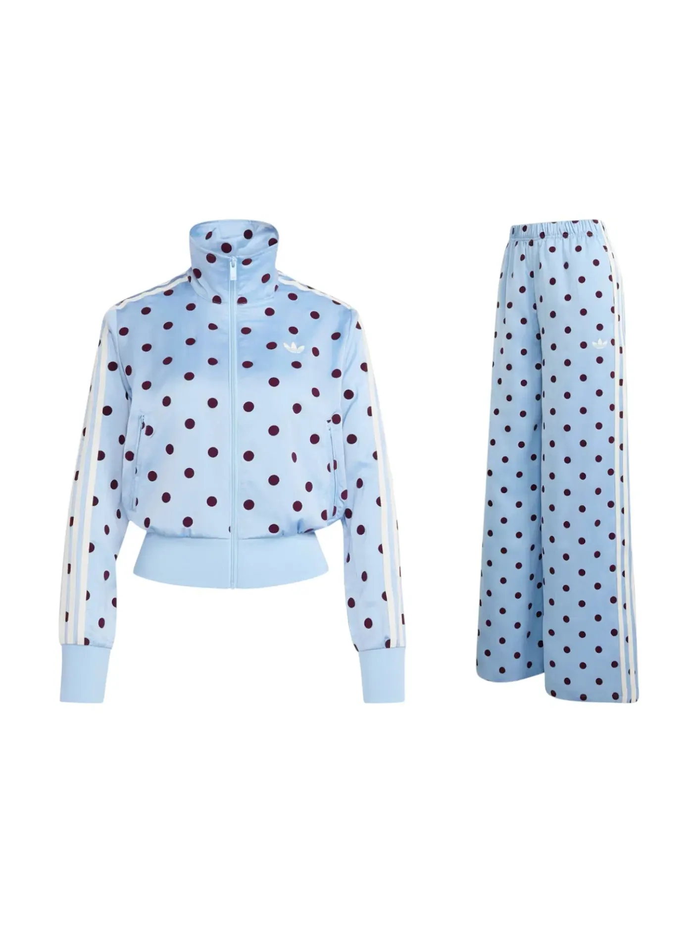 Женский атласный спортивный костюм с принтом в горошек TT Set Clear Sky Adidas — изображение 1 из 1, прозрачный