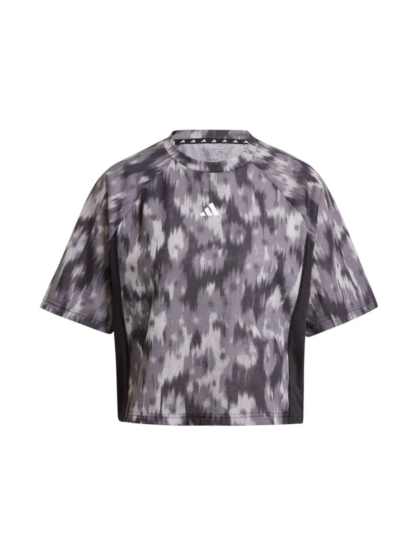 Женская футболка с принтом Train Essentials Allover Print Flower Tie-Dye Adidas — изображение 1 из 1, черный