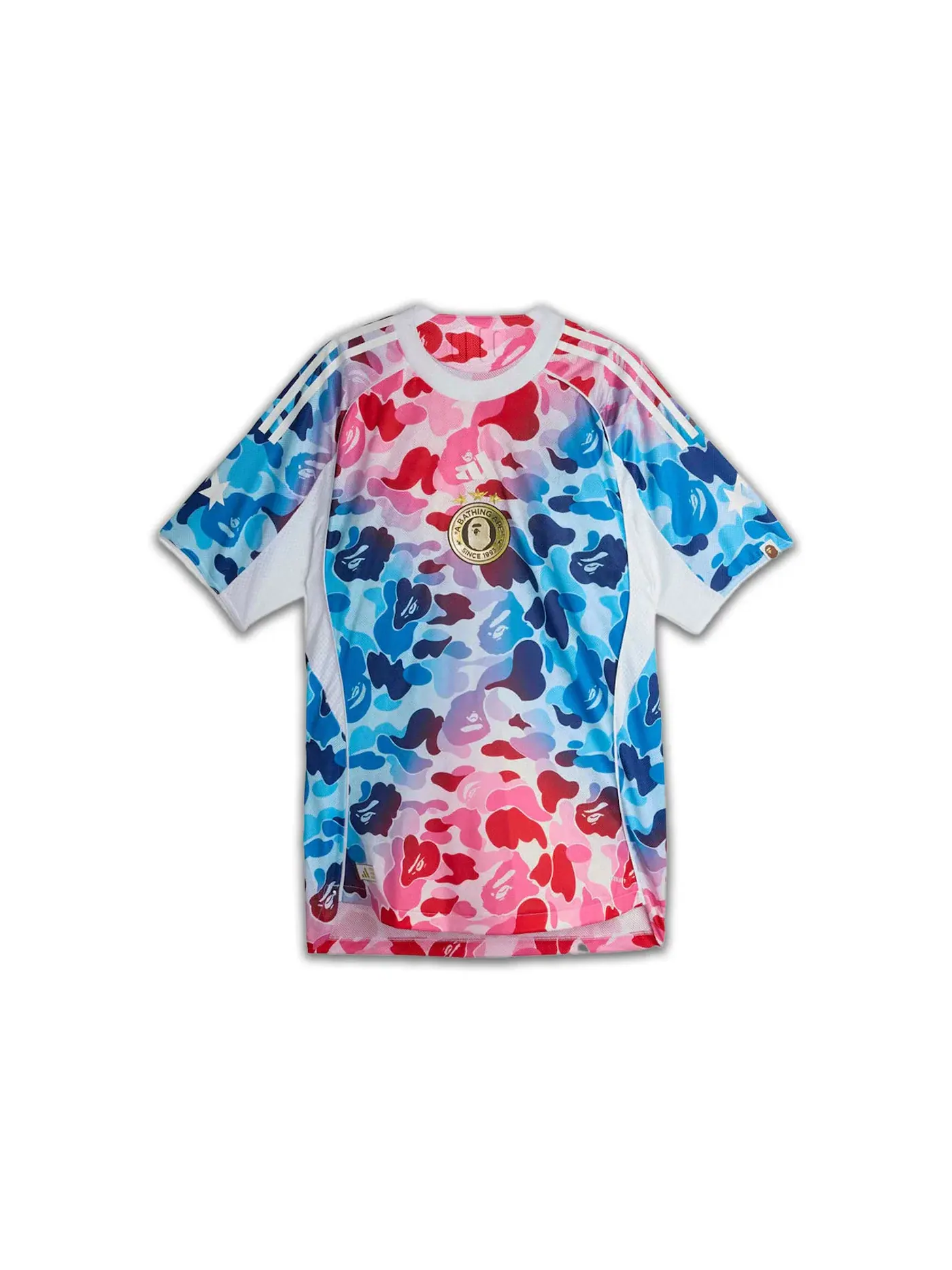 Мужская футболка с принтом Adidas x BAPE Football Graphic Slim Jersey — изображение 1 из 1, синий розовый