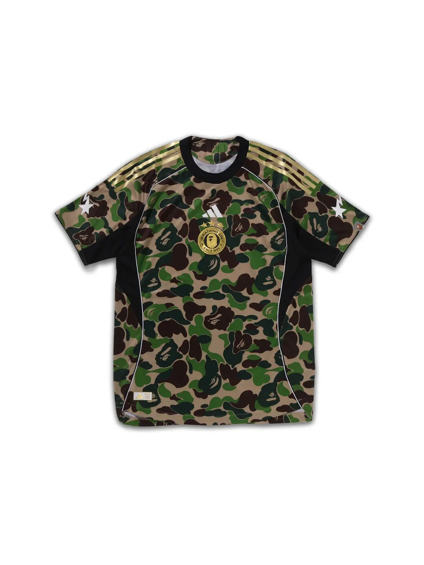Мужская футболка с принтом Adidas x BAPE Football Graphic Slim Jersey T-shirt — изображение 1 из 1, зеленый