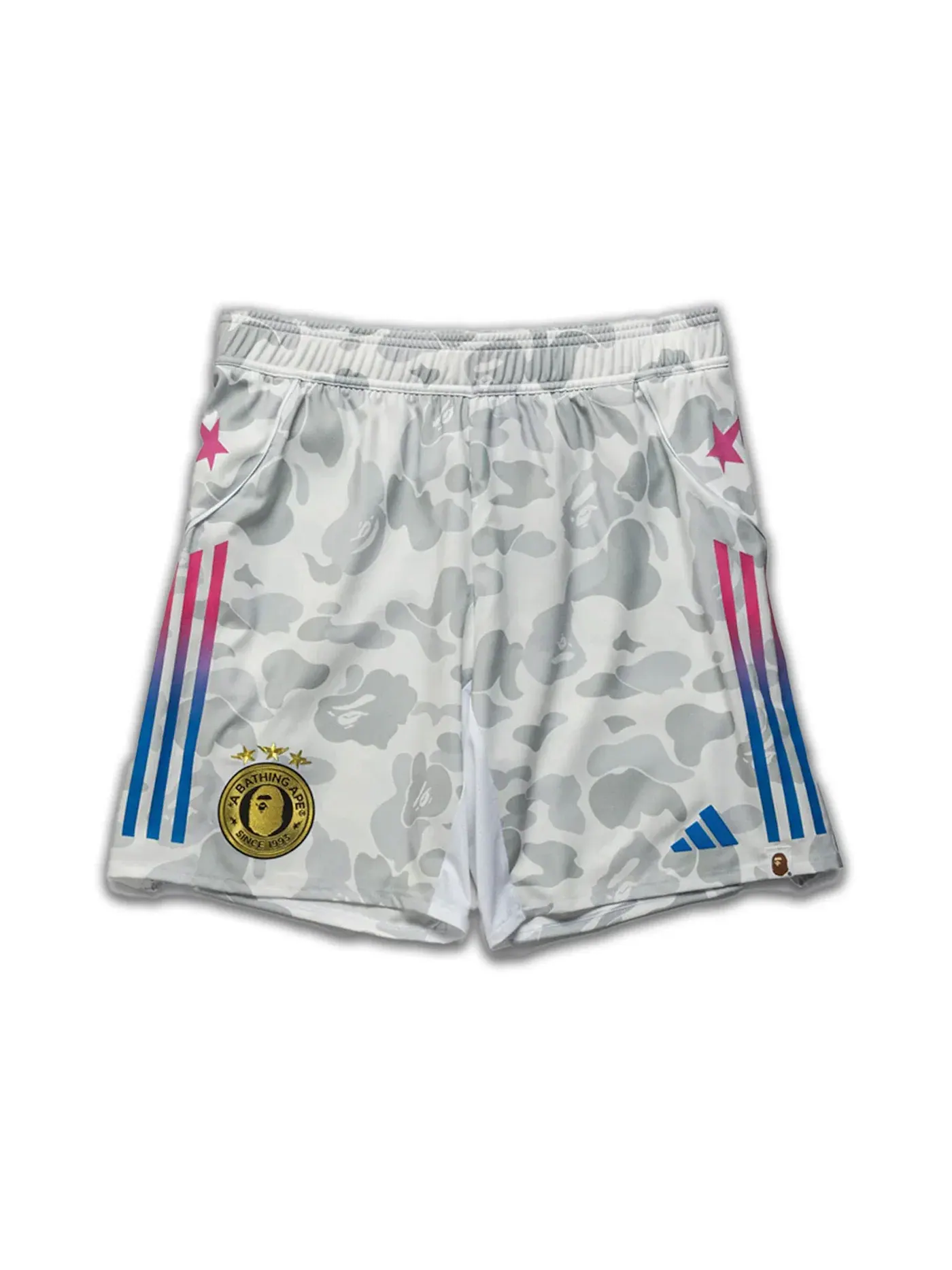 Мужские шорты с принтом Adidas x BAPE Football Slim Shorts White — изображение 1 из 1