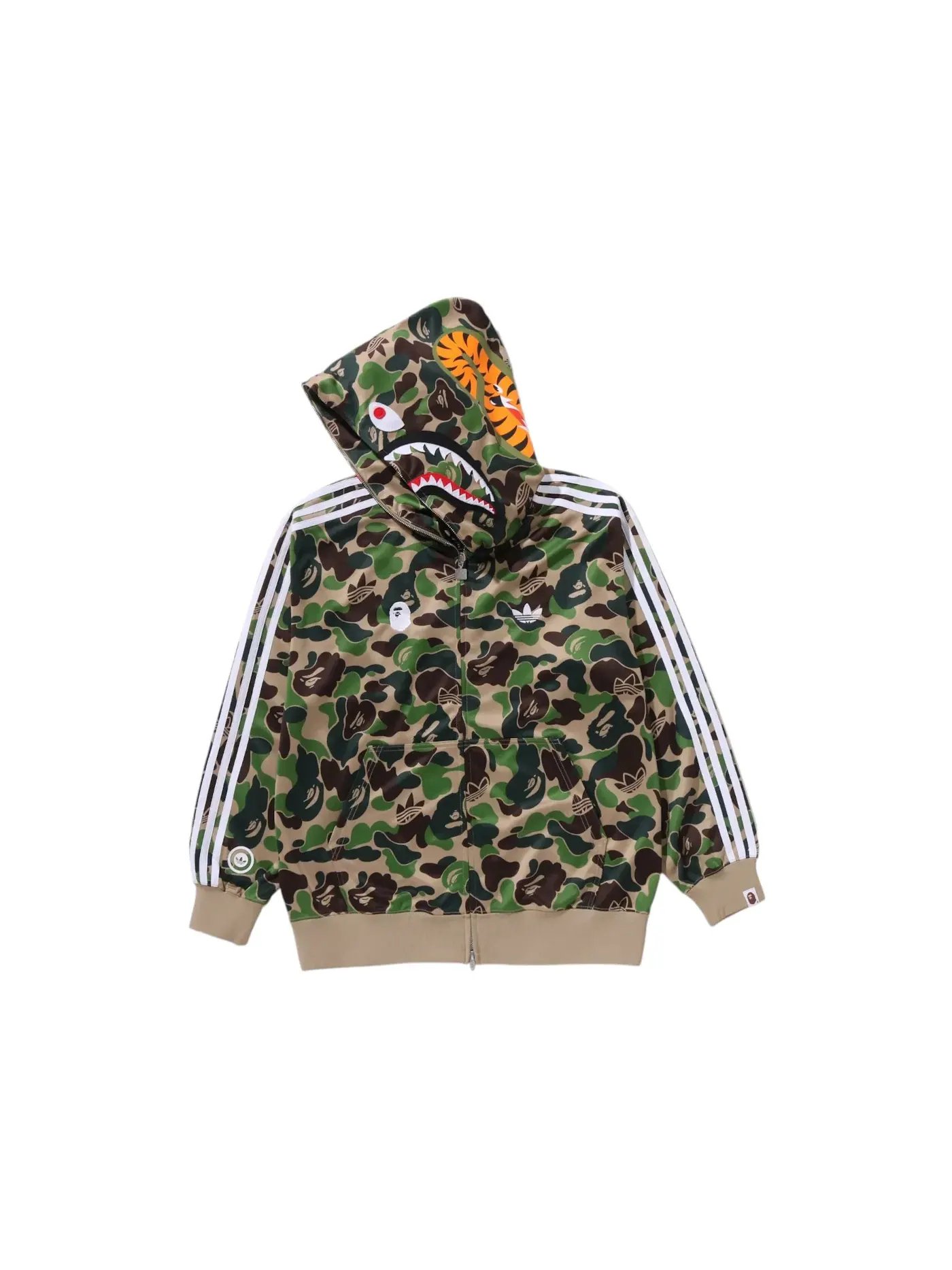 Мужская худи с принтом Shark Green Adidas — изображение 2 из 3, зеленый