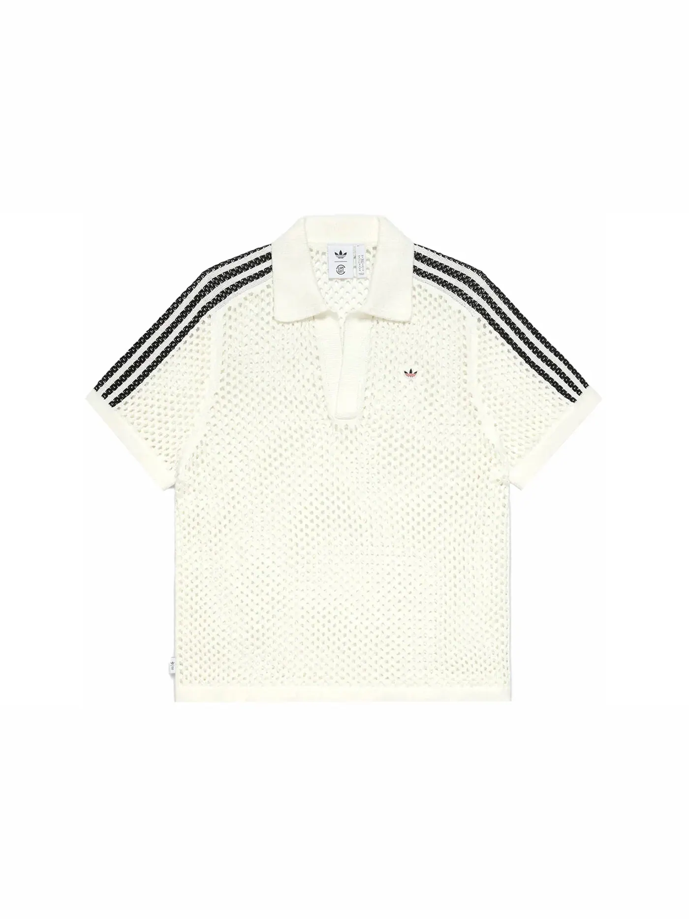 Детская рубашка-поло с вязаным кружевом Adidas x Edison Chen Crochet Polo Shirt — изображение 1 из 2, белый