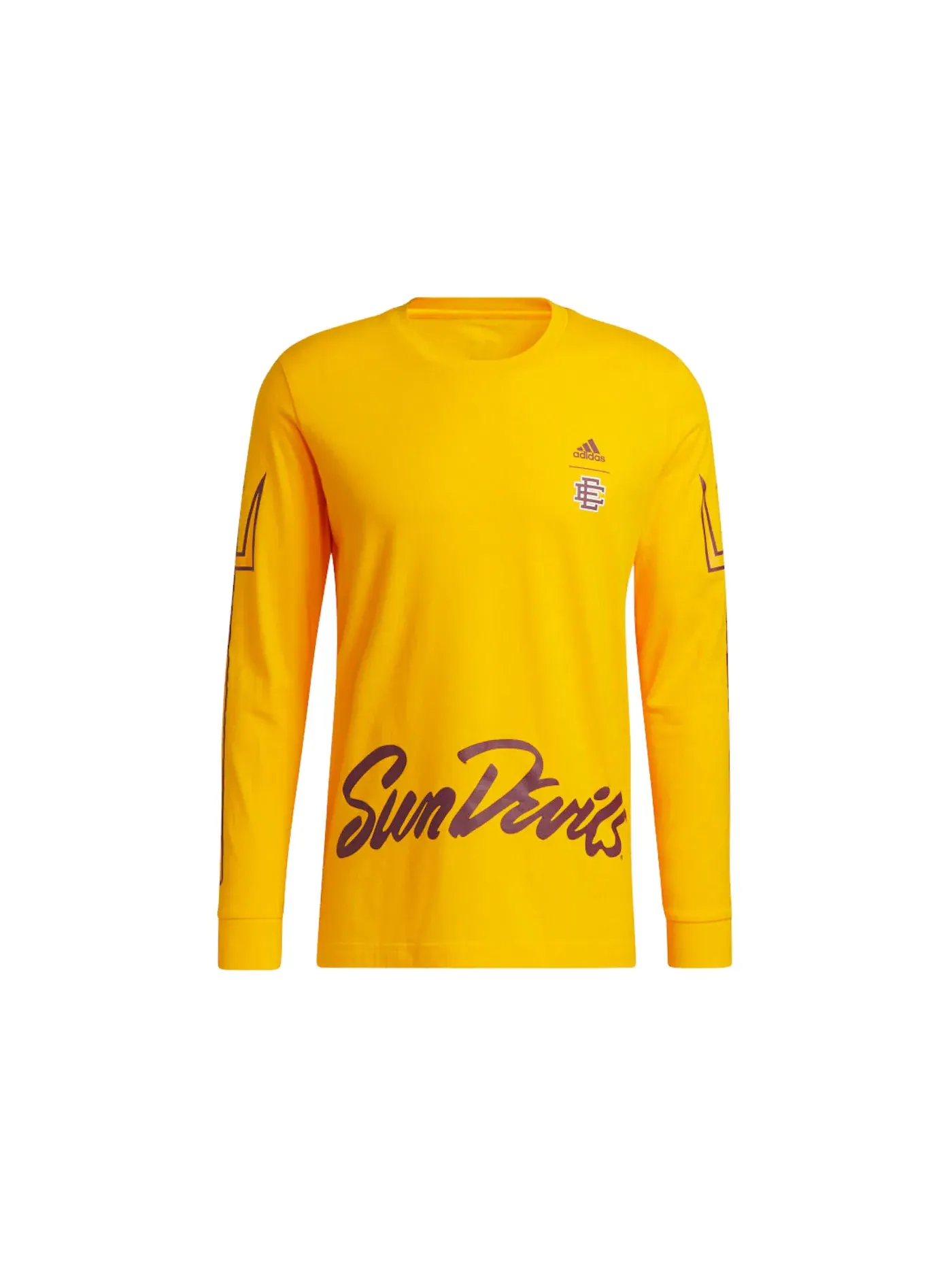 Мужская футболка с длинным рукавом с принтом Adidas x Eric Emanuel ASU Arizona Midnight Madness Graphic L/S Tee, желтый
