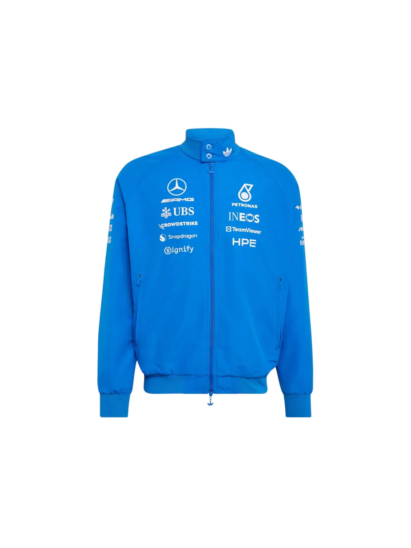 Мужская куртка-ветровка Mercedes AMG Petronas Blue Wonder Driver Harrington Jacket Adidas — изображение 1 из 1, синий