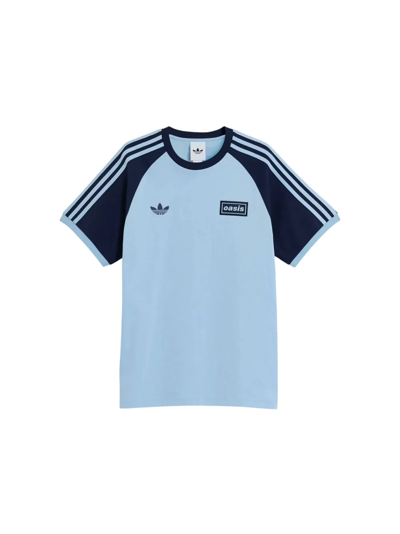 Мужская футболка с принтом Adidas x Oasis Tour 3 Stripes T Shirt Clear Sky Night Indigo — изображение 1 из 2