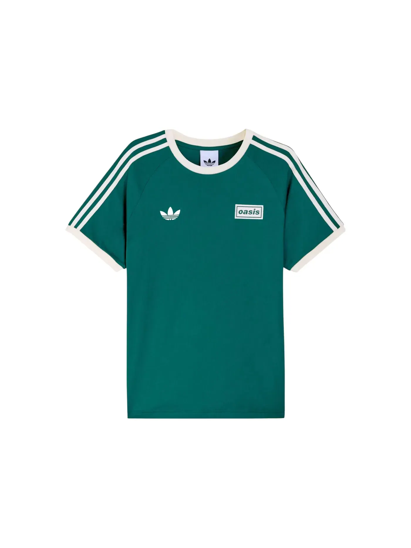 Унисекс футболка с длинным рукавом Adidas x Oasis Tour 3-Stripes T-shirt — изображение 1 из 2, зеленый/кремовый белый