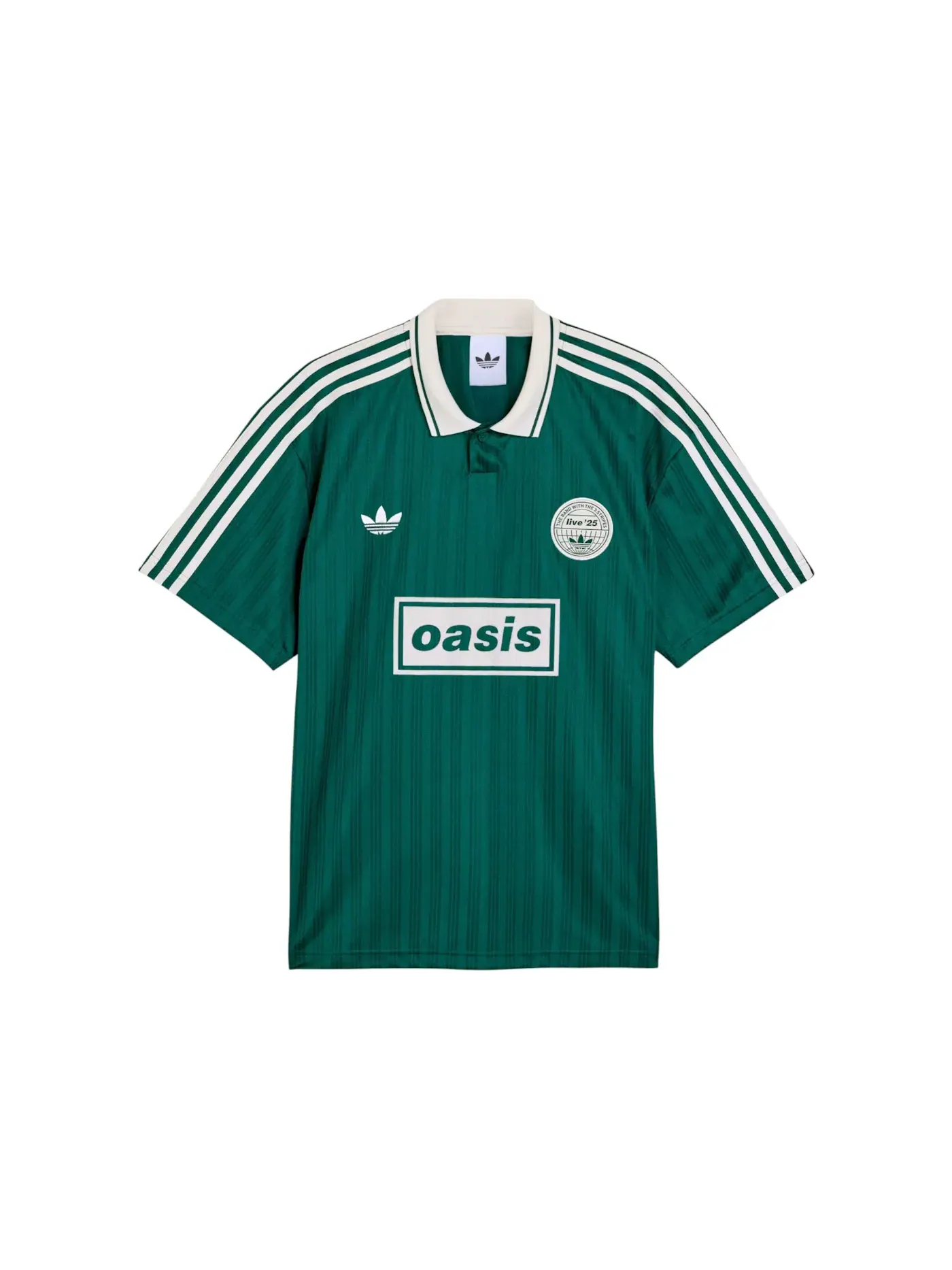 Детская джерси с жаккардовым узором Adidas x Oasis Tour Jacquard Jersey — изображение 1 из 2, зеленый кремовый белый