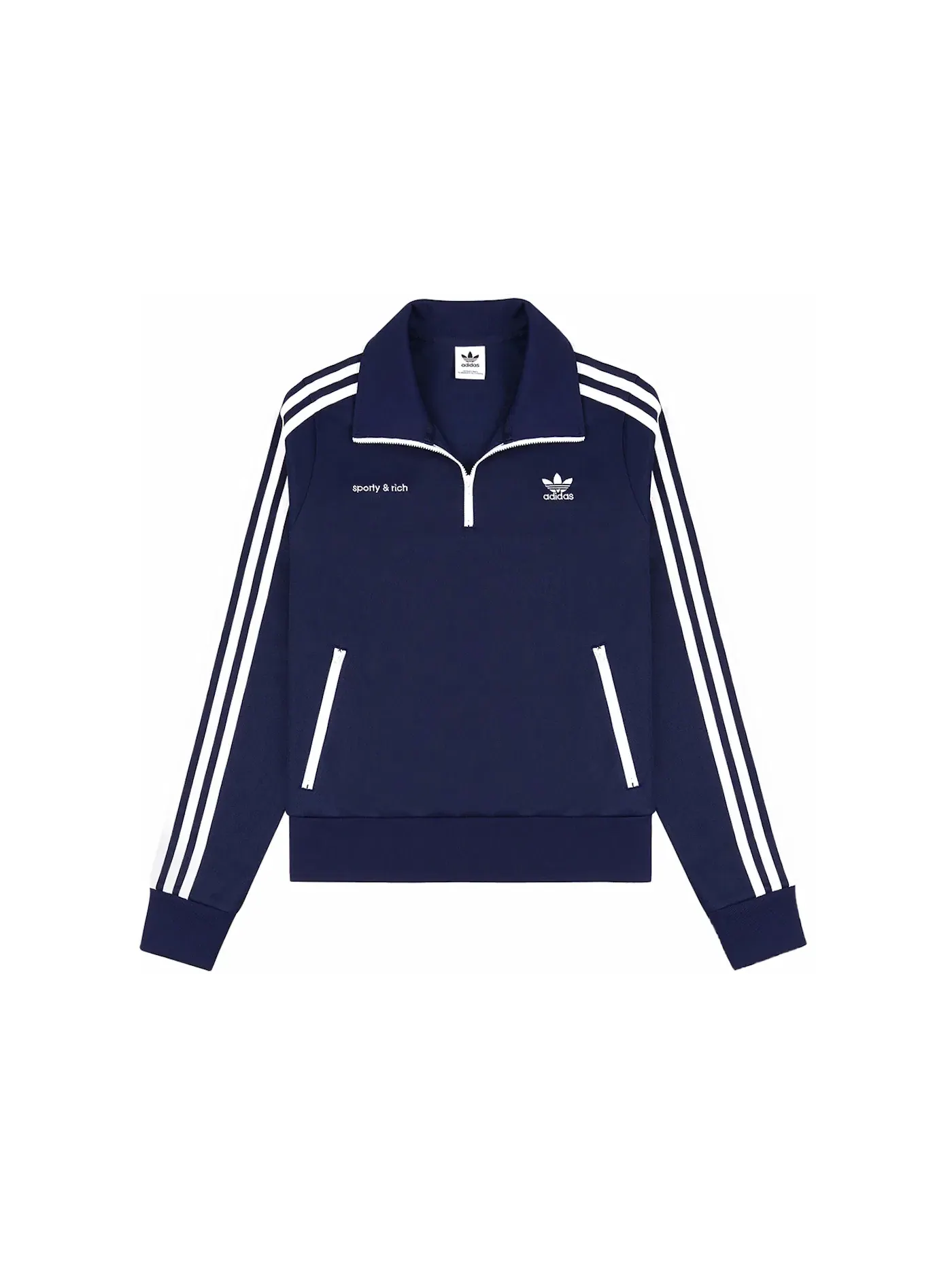 Женская куртка с четверть-застежкой-молнией Adidas x Sporty & Rich Track — изображение 1 из 2, темно-синий/белый