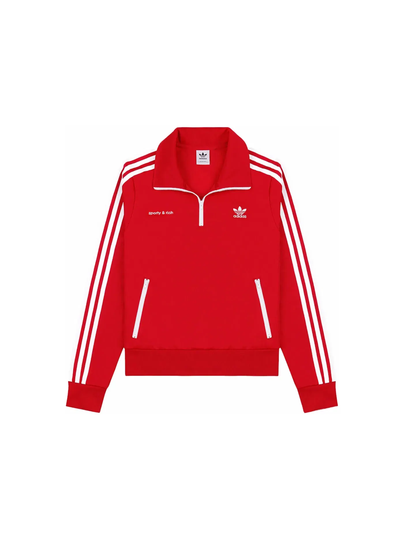 Женская куртка с четверть-застежкой-молнией Adidas — изображение 1 из 2, красный/белый