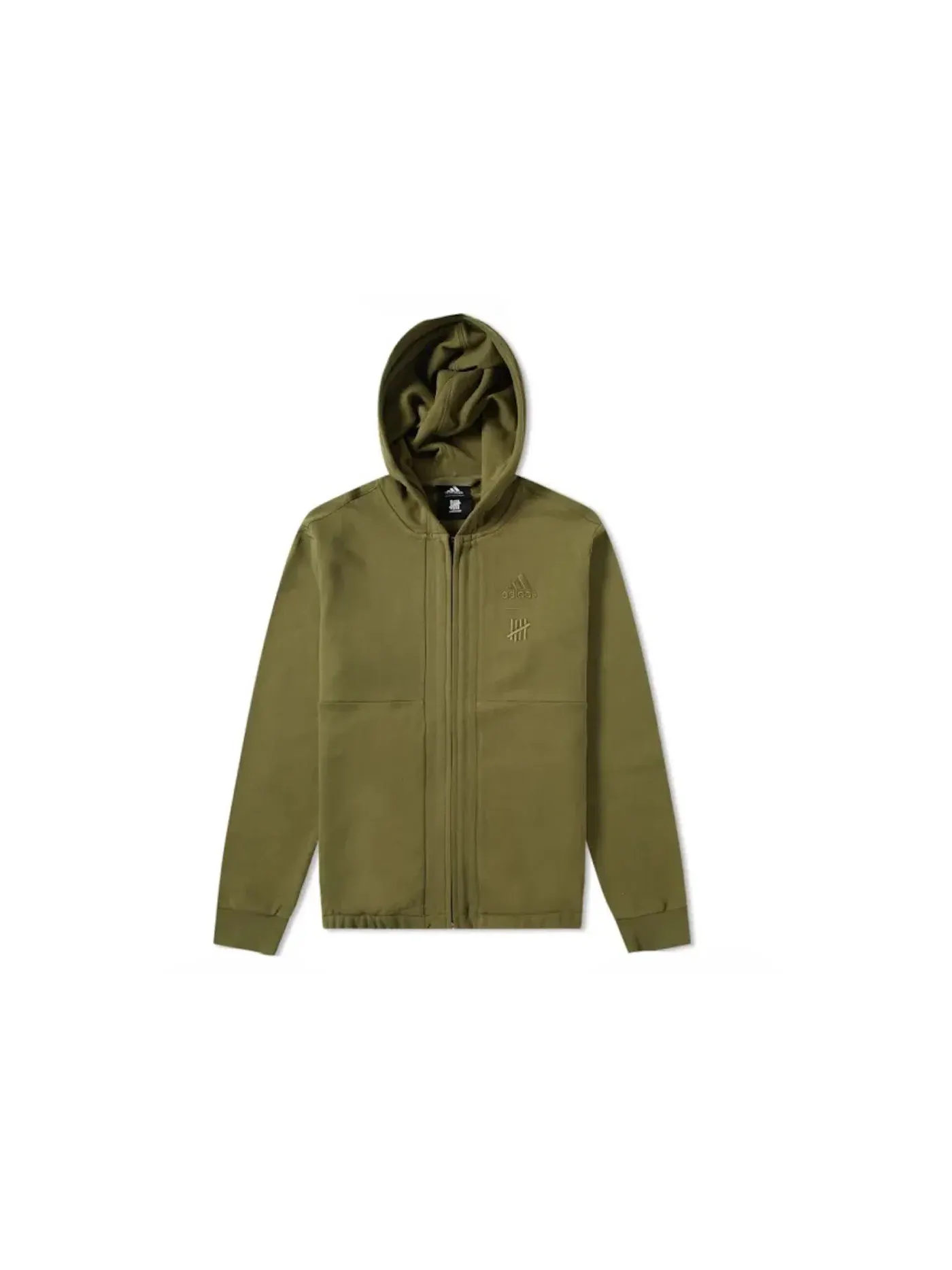 Мужская худи с принтом Adidas x Undefeated FZ Hoodie Adidas — изображение 1 из 1, оливковый/оливковый