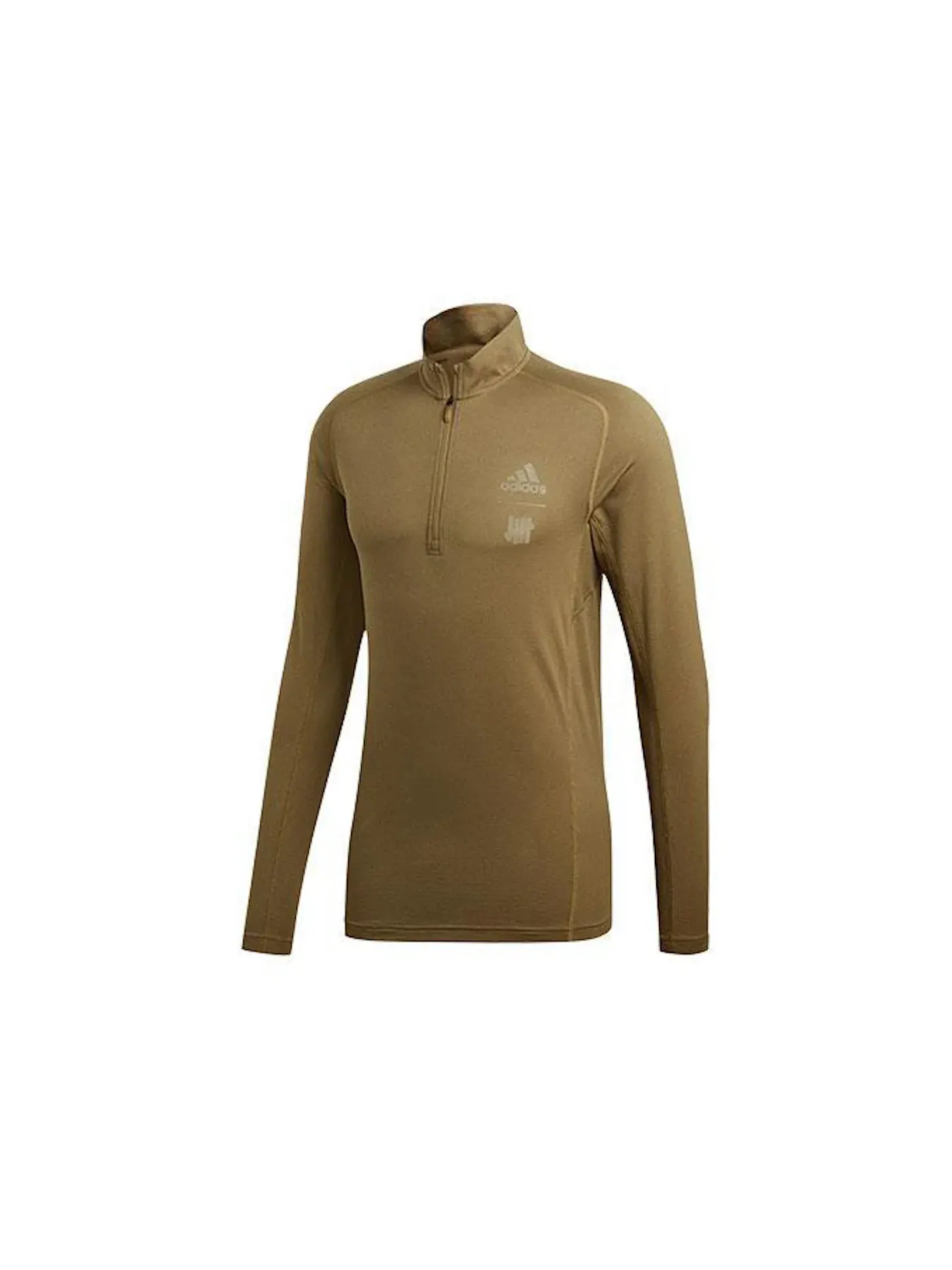 Мужской свитшот на молнии с принтом Adidas x Undefeated Running Half-Zip Sweatshirt — изображение 1 из 1, хаки/хаки