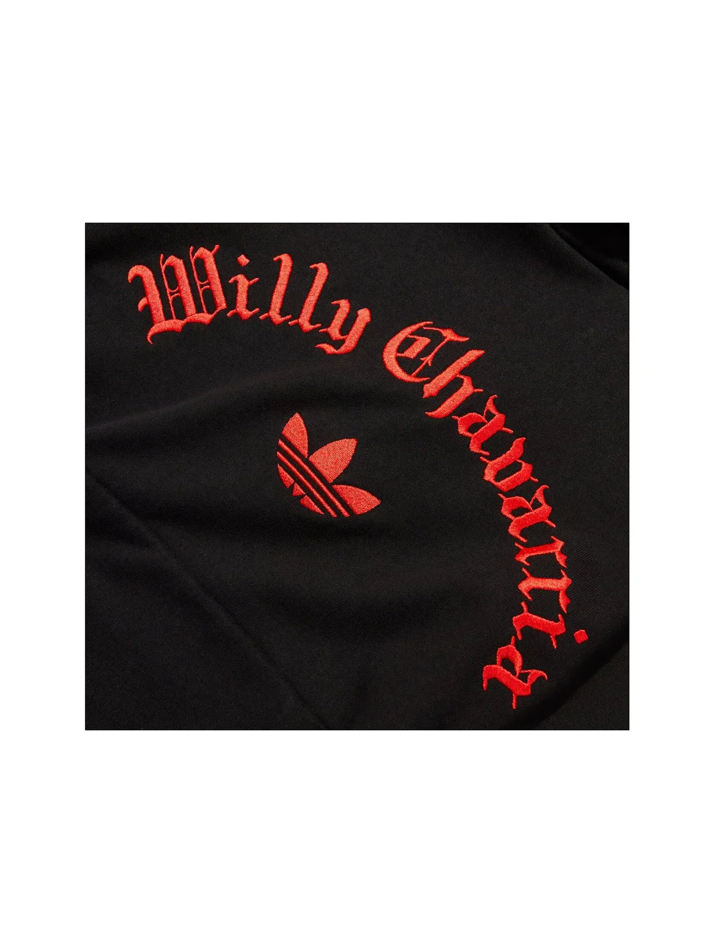 Мужская худи с флисом Adidas x Willy Chavarria WC Fleece Hoodie — изображение 2 из 2, черный/красный