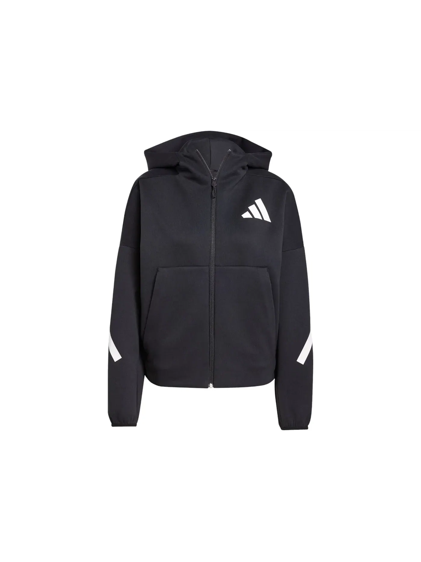 Женская худи с полной застежкой-молнией Adidas Hoodie — изображение 1 из 1, черный/белый