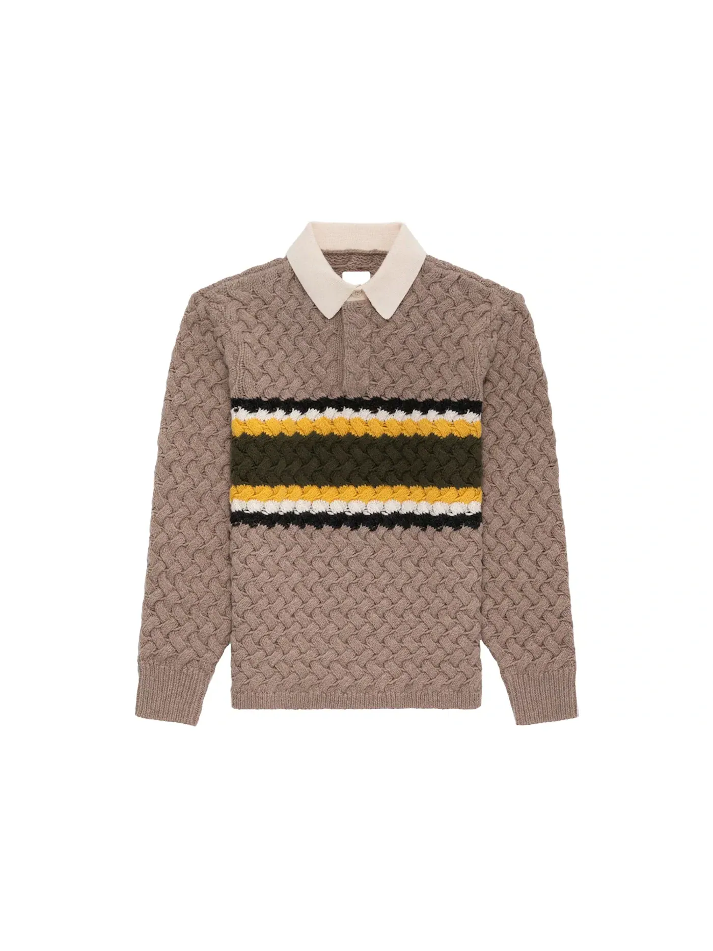 Мужская рубашка-поло трикотажная Basketweave Knit Aime Leon Dore — изображение 1 из 2, бежевый