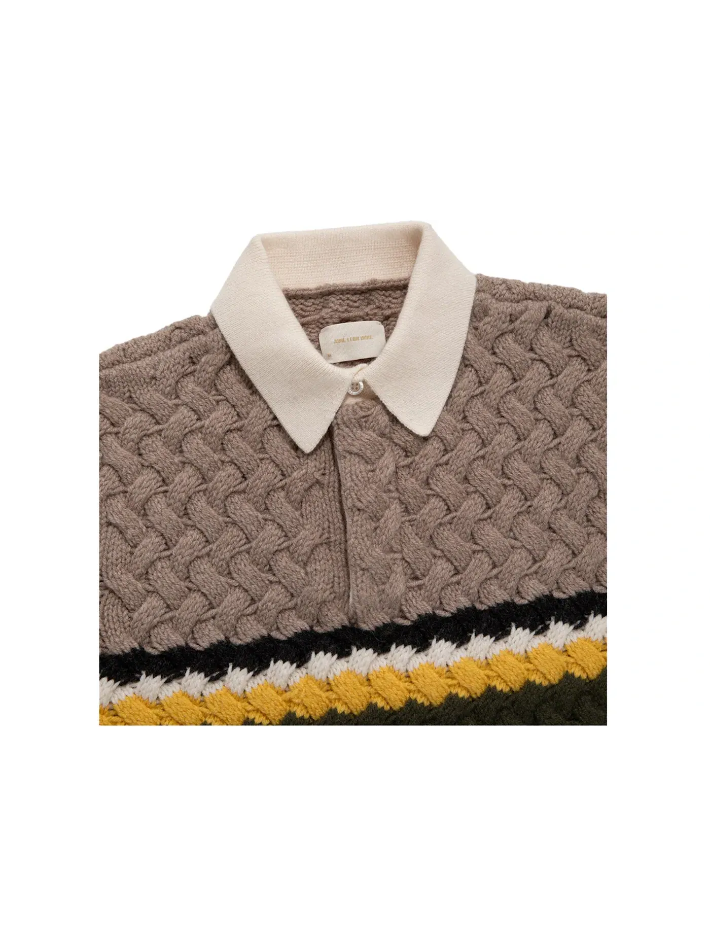 Мужская рубашка-поло трикотажная Basketweave Knit Aime Leon Dore — изображение 2 из 2, бежевый