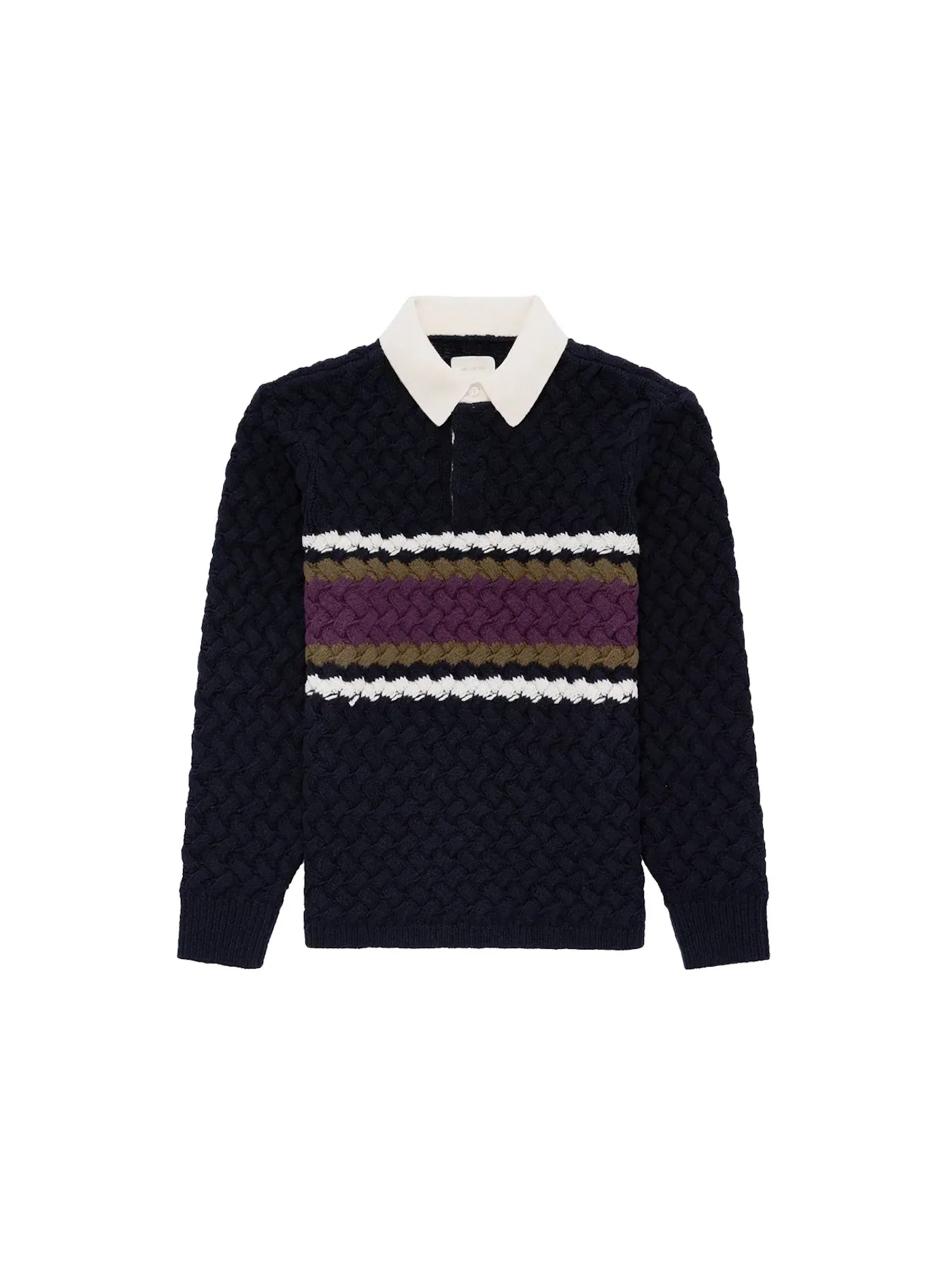 Мужская рубашка-регби Basketweave Knit Navy Aime Leon Dore — изображение 1 из 2, темно-синий