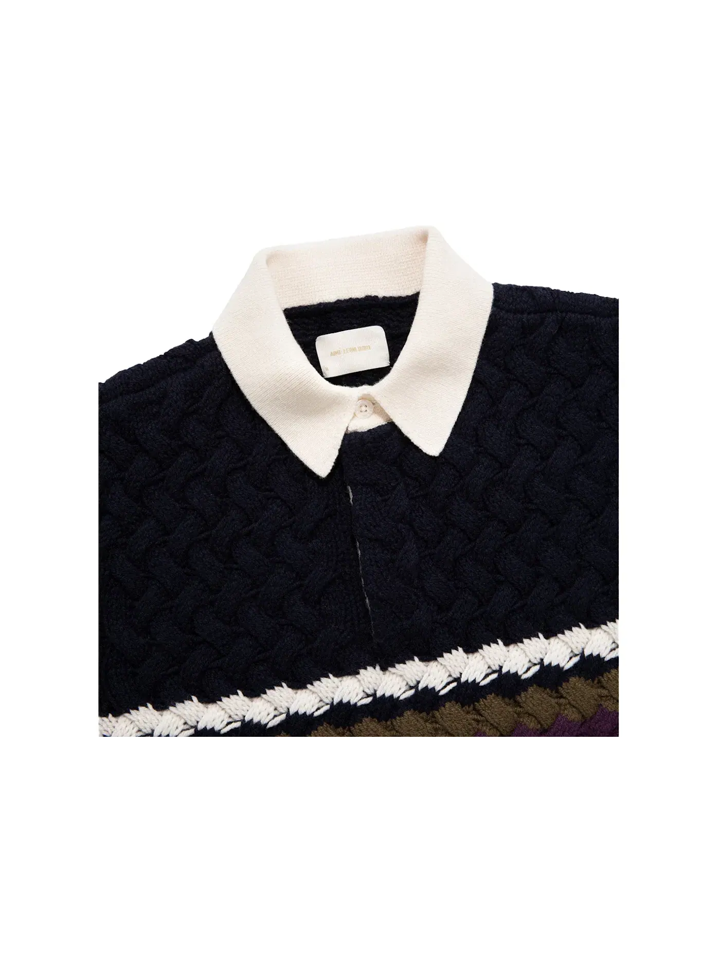 Мужская рубашка-регби Basketweave Knit Navy Aime Leon Dore — изображение 2 из 2, темно-синий