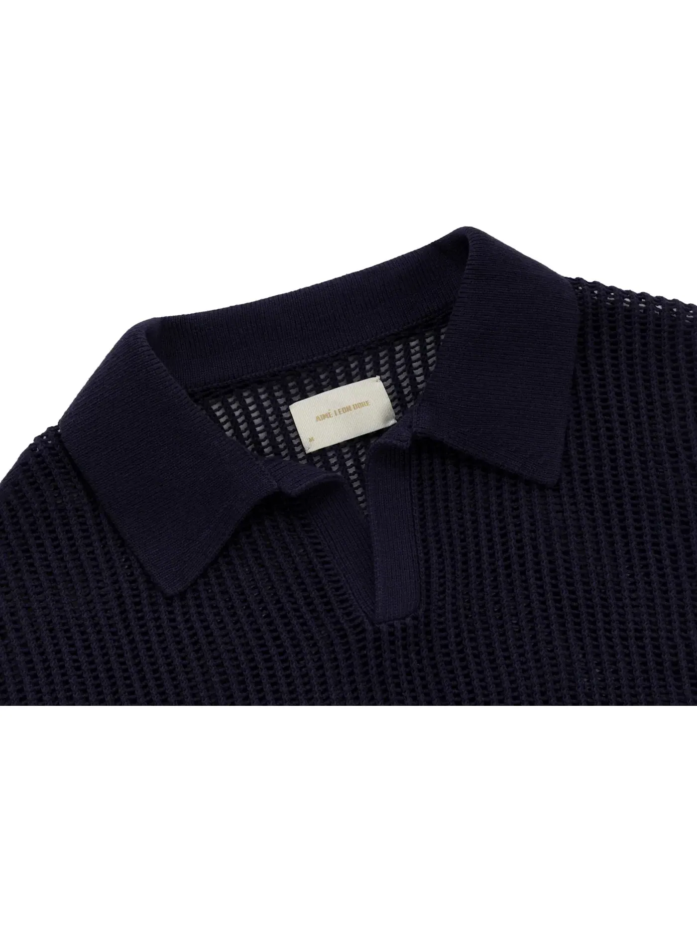 Мужское поло из сетки Polo (SS23) Aime Leon Dore — изображение 2 из 2, темно-синий