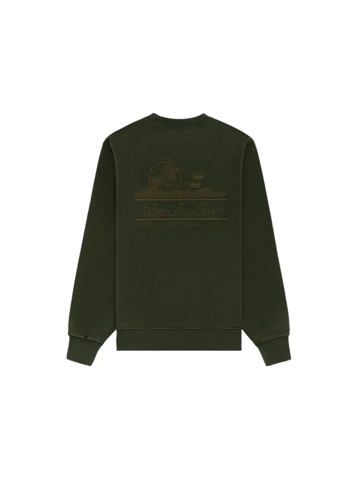 Мужской свитшот с круглым вырезом Aime Leon Dore Tonal Unisphere Crewneck Sweatshirt — изображение 1 из 1, зеленый