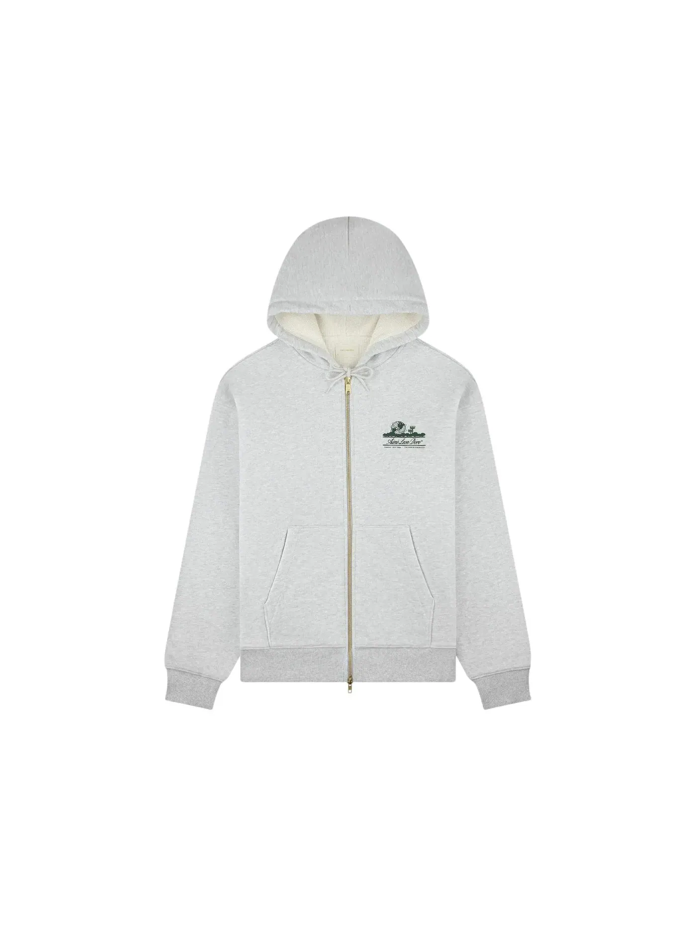 Мужская худи на молнии с принтом Unisphere Waffle Lined Full-Zip Aime Leon Dore — изображение 1 из 1, серебристый