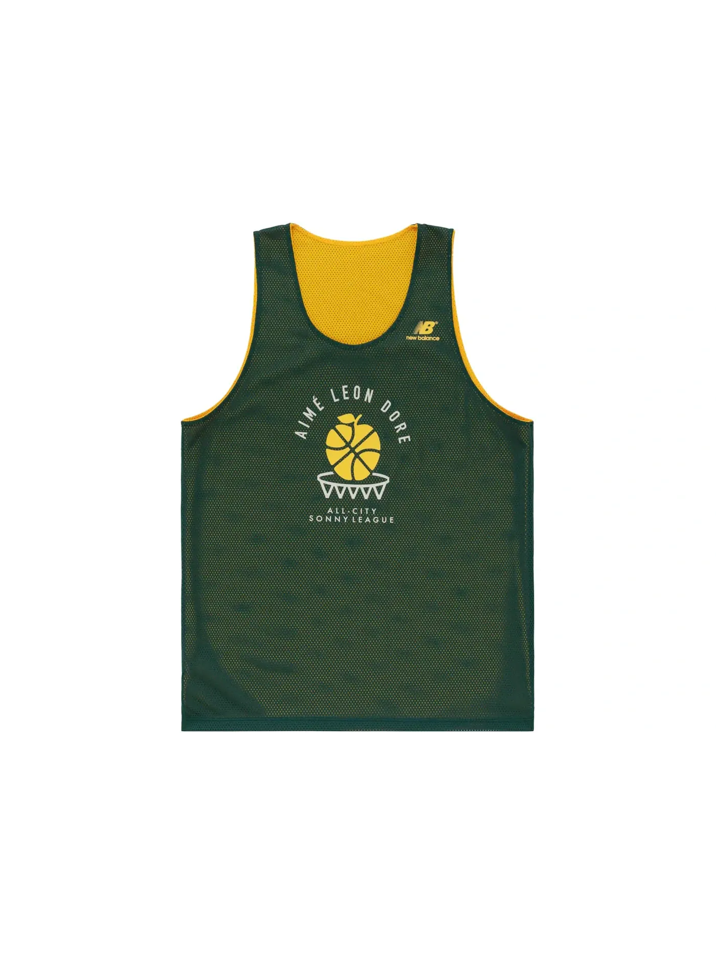 Мужская джерси Aime Leon Dore x New Balance SONNY League Reversible Jersey — изображение 2 из 3, зеленый/желтый