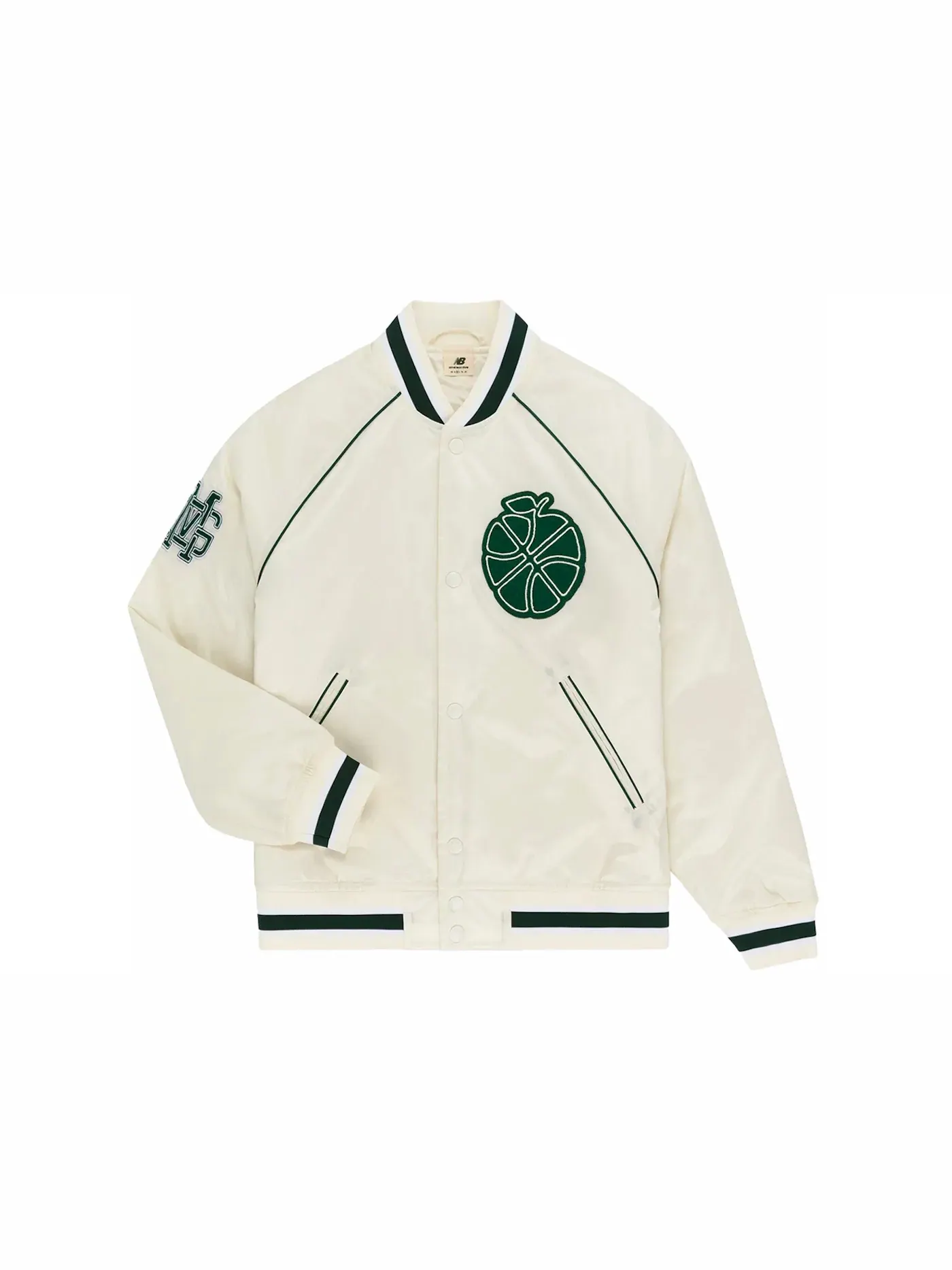 Мужская куртка с сатиновой отделкой Aime Leon Dore x New Balance Sonny NY Satin Team Jacket — изображение 1 из 2, бежевый