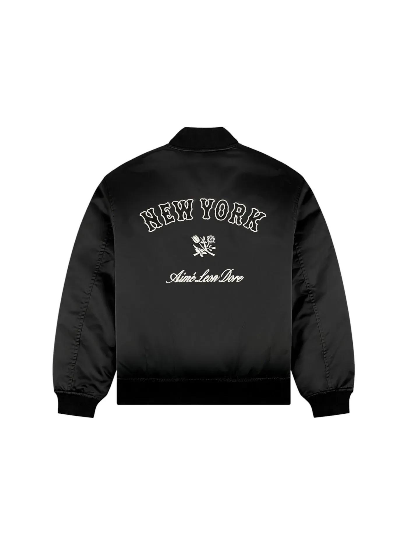 Мужская куртка-бомбер с принтом Aime Leon Dore x New York Mets Satin Varsity Jacket — изображение 2 из 3, черный