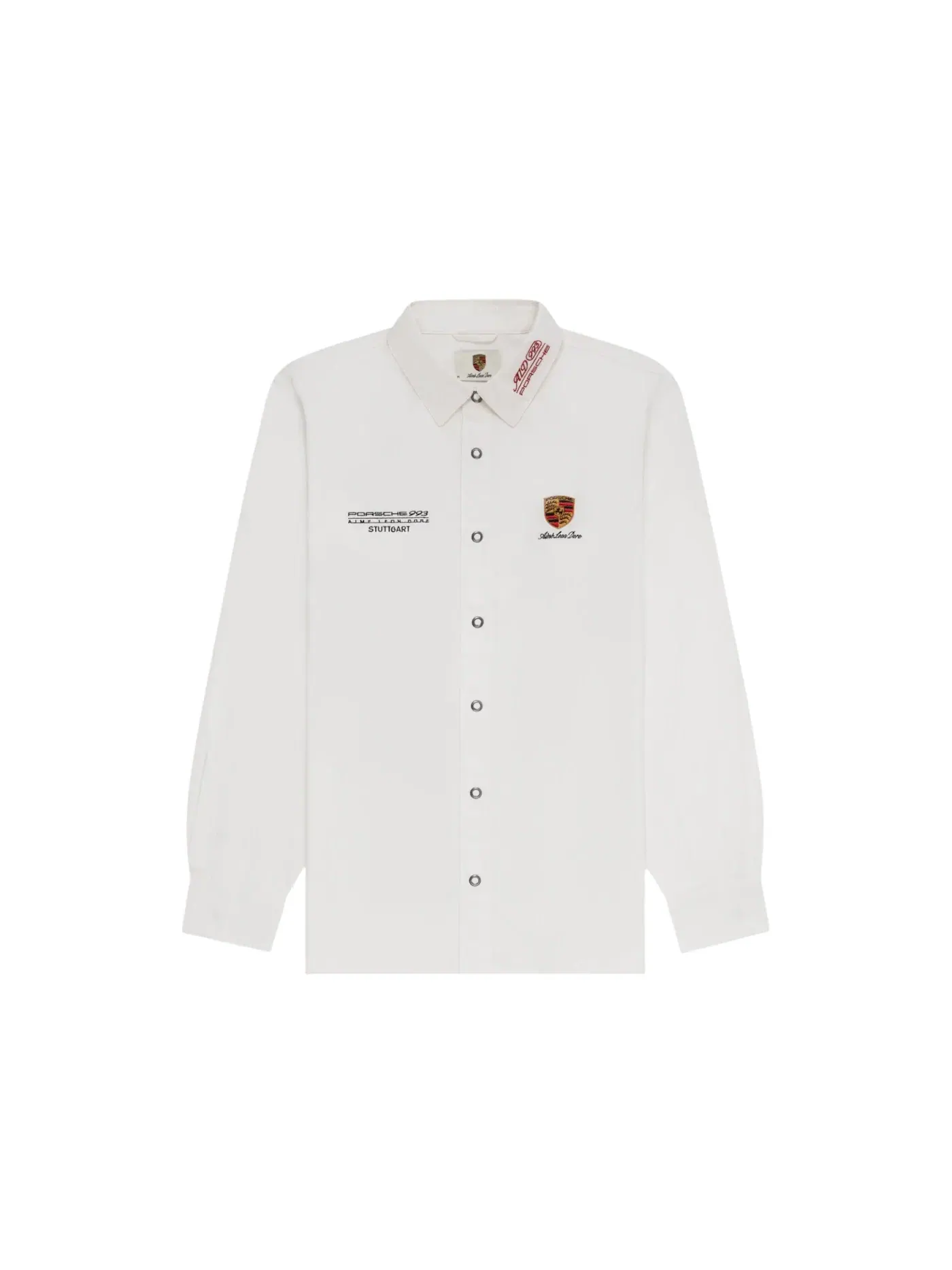 Мужская рубашка с длинным рукавом Aime Leon Dore x Porsche 993 Turbo Mechanic Shirt — изображение 1 из 2, яркий белый