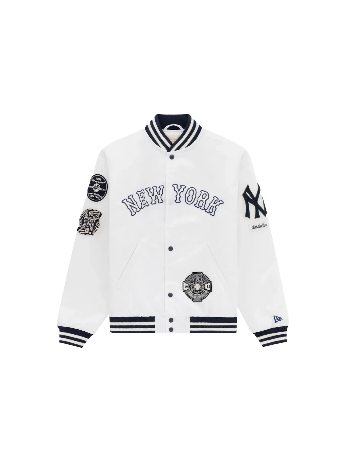 Мужская куртка из сатина Aime Leon Dore Yankees Satin Stadium Jacket — изображение 1 из 2, бежевый