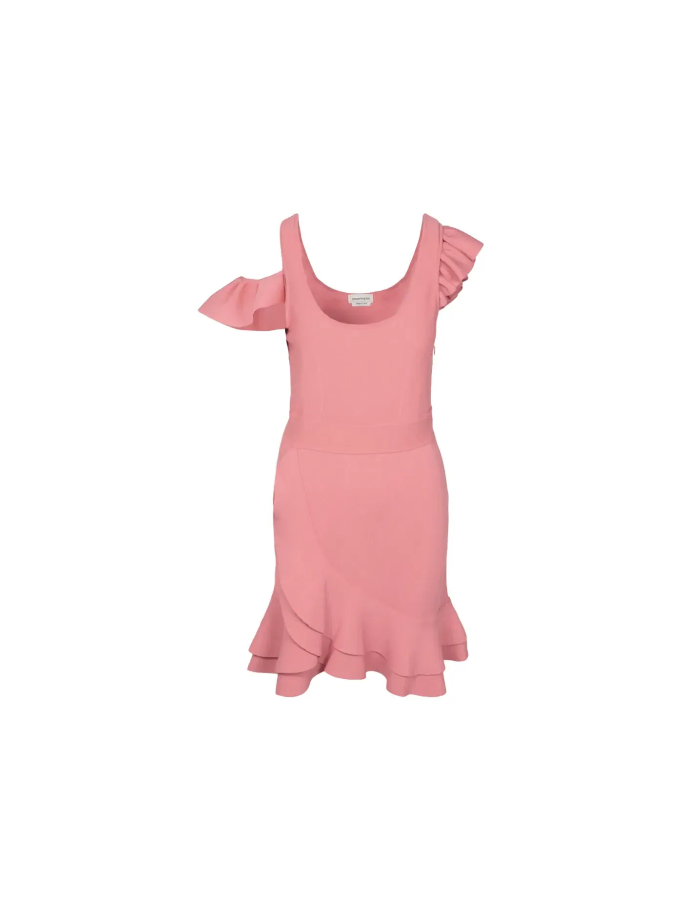 Женское мини-платье с оборками Alexander McQueen — изображение 1 из 3, розовый