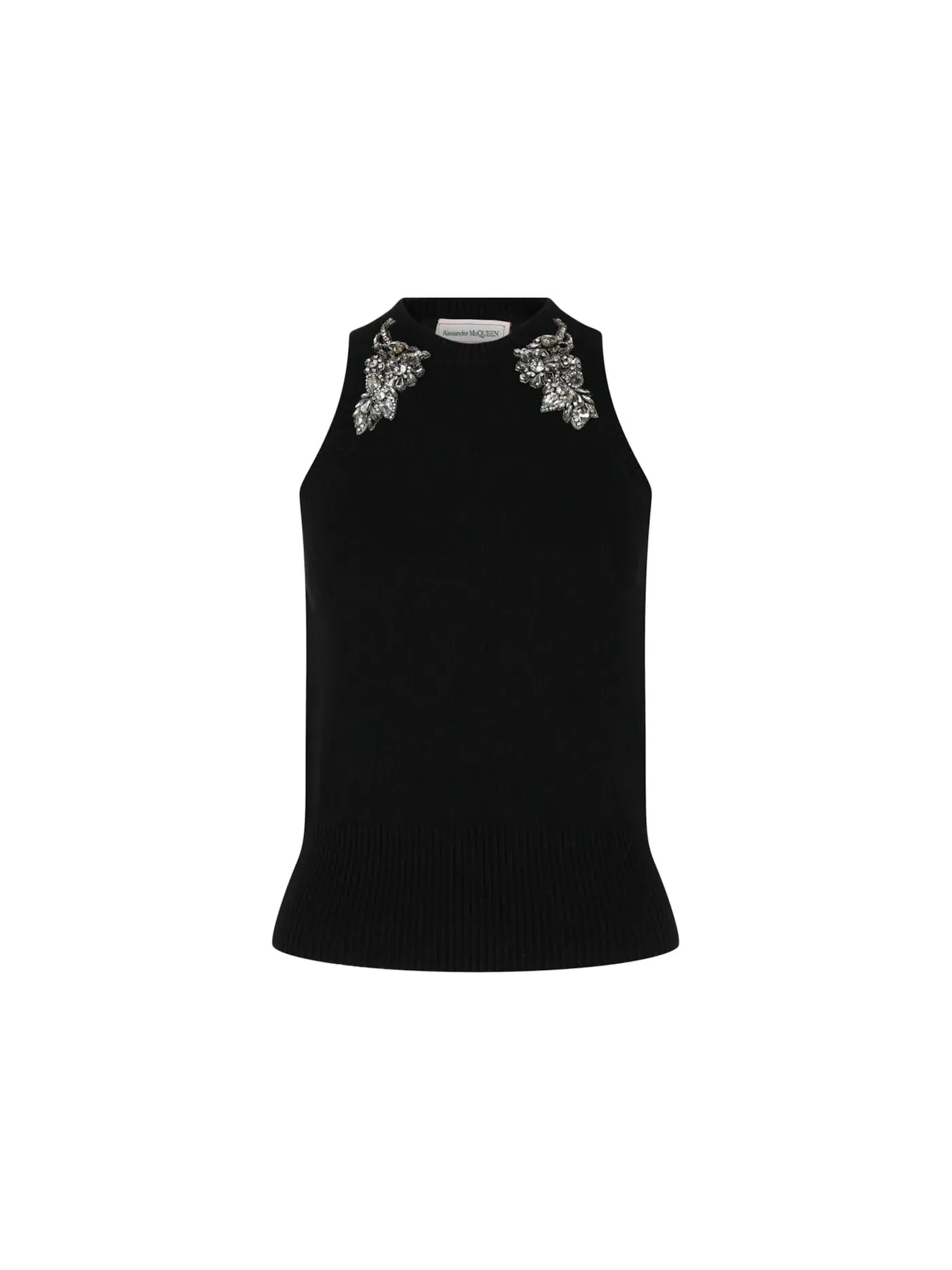Женский топ-борцовка с кристаллами Alexander McQueen — изображение 1 из 3, черный