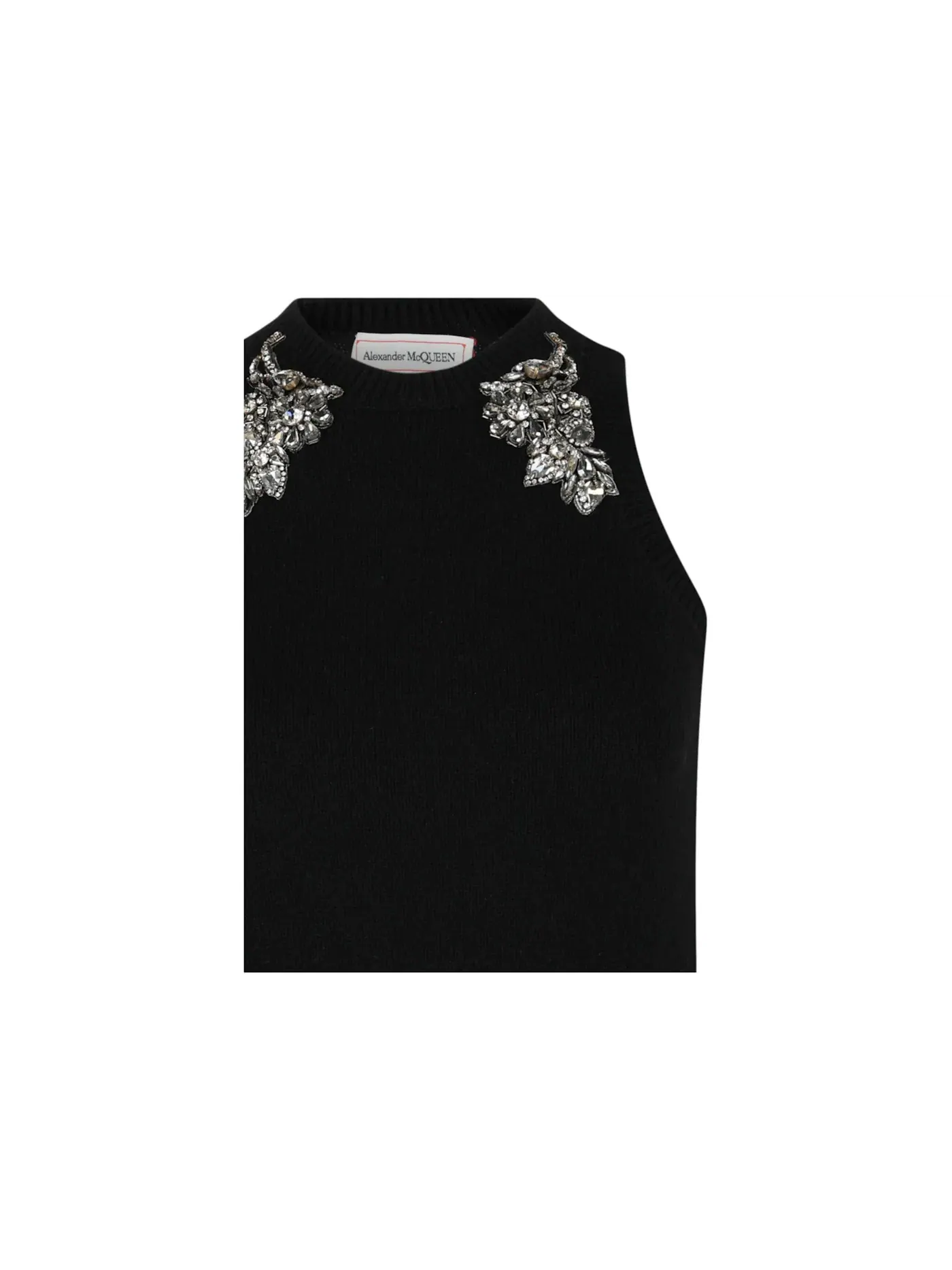 Женский топ-борцовка с кристаллами Alexander McQueen — изображение 3 из 3, черный