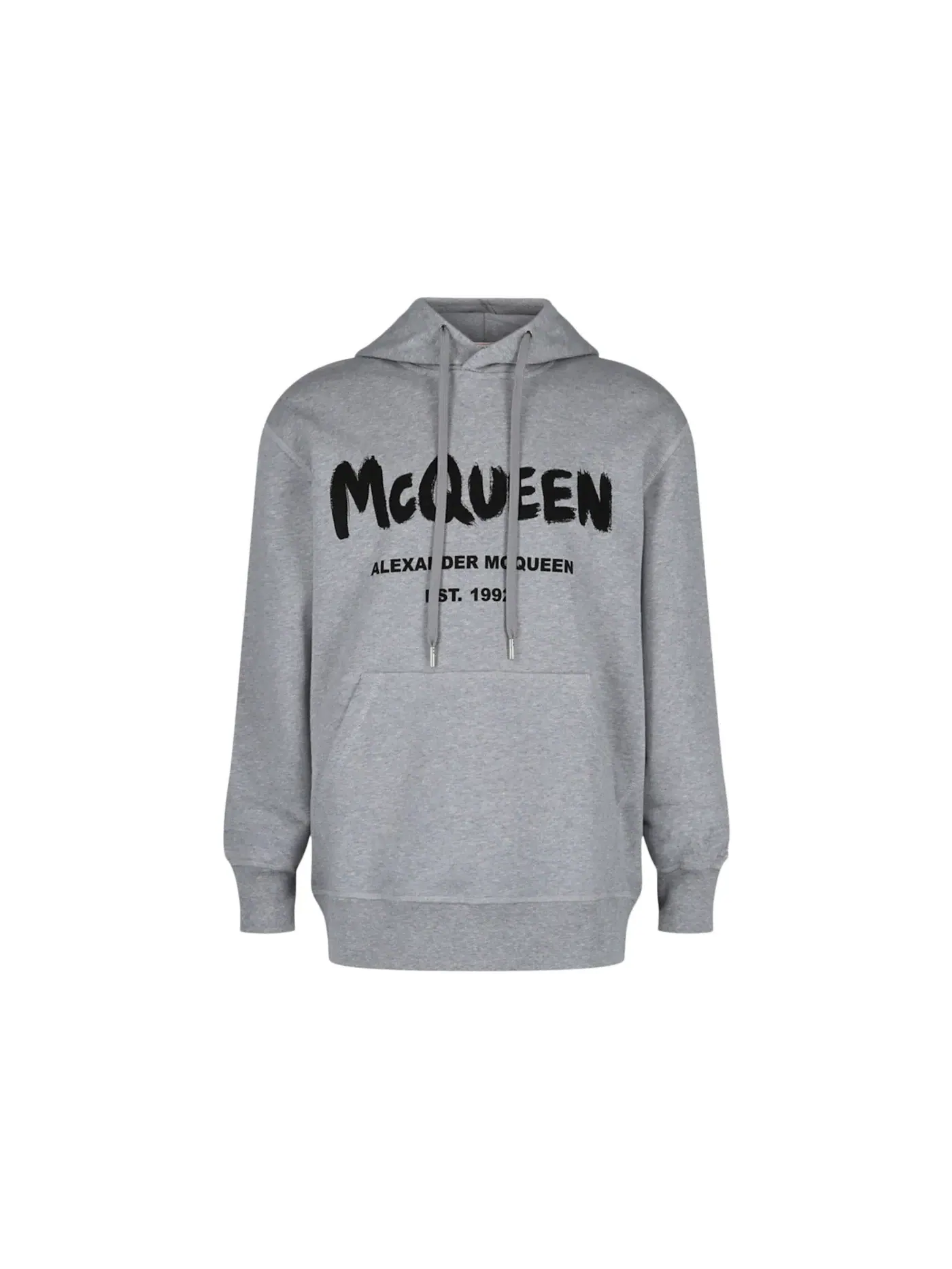 Мужской худи с принтом Graffiti Logo Alexander McQueen — изображение 1 из 3, серый черный