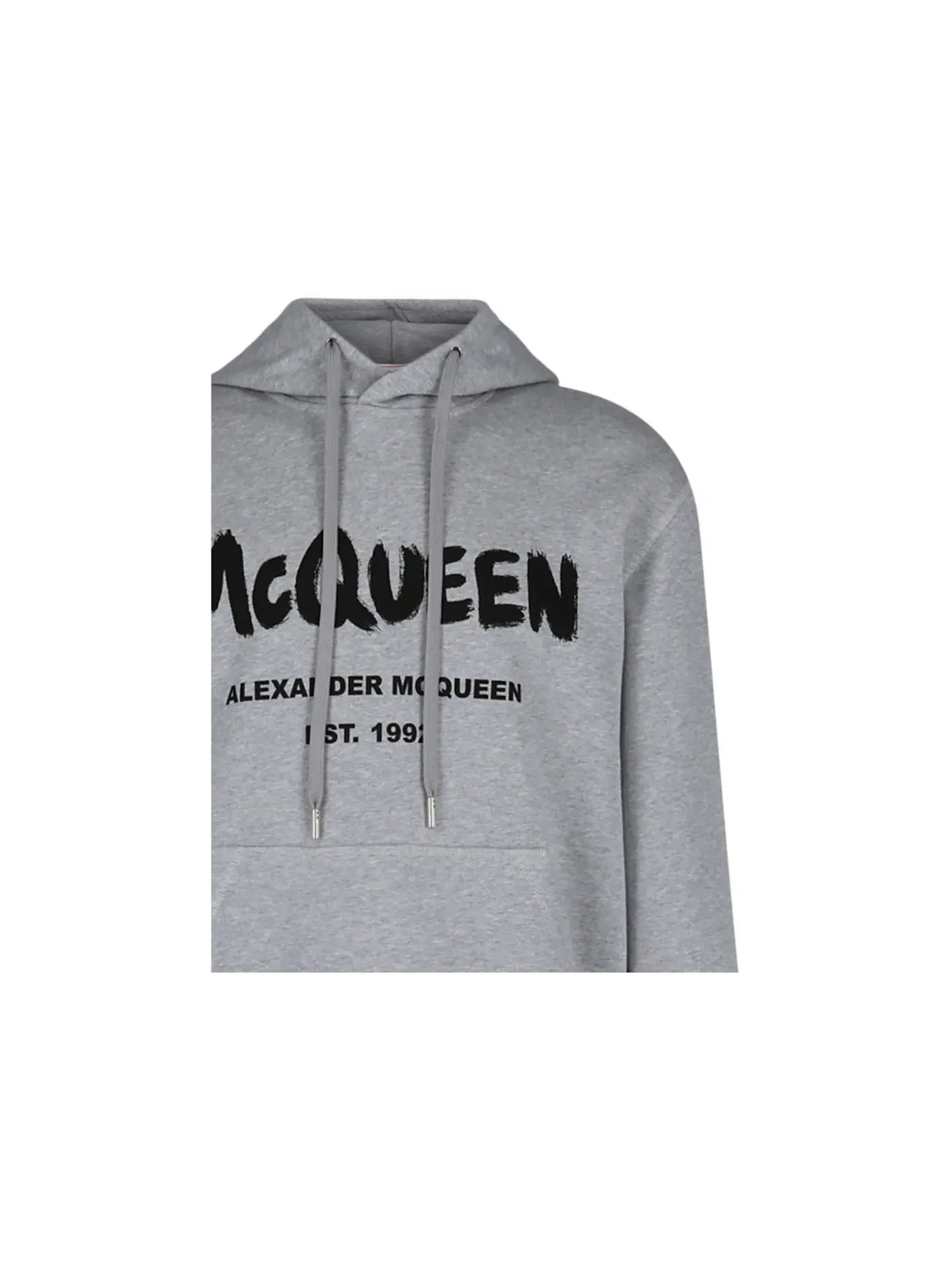 Мужской худи с принтом Graffiti Logo Alexander McQueen — изображение 3 из 3, серый черный