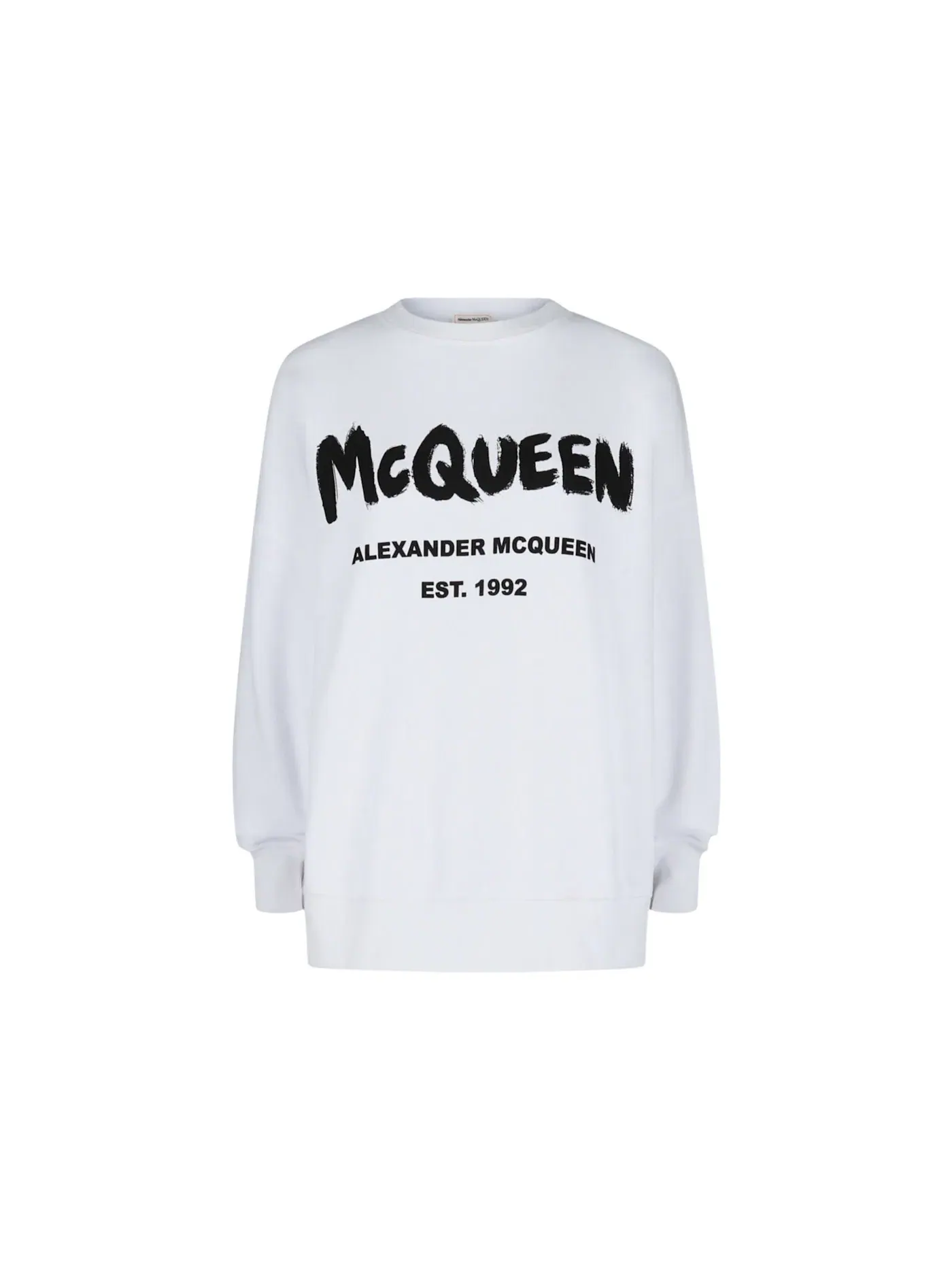 Женский свитшот с принтом Graffiti Logo Alexander McQueen — изображение 1 из 3, белый черный
