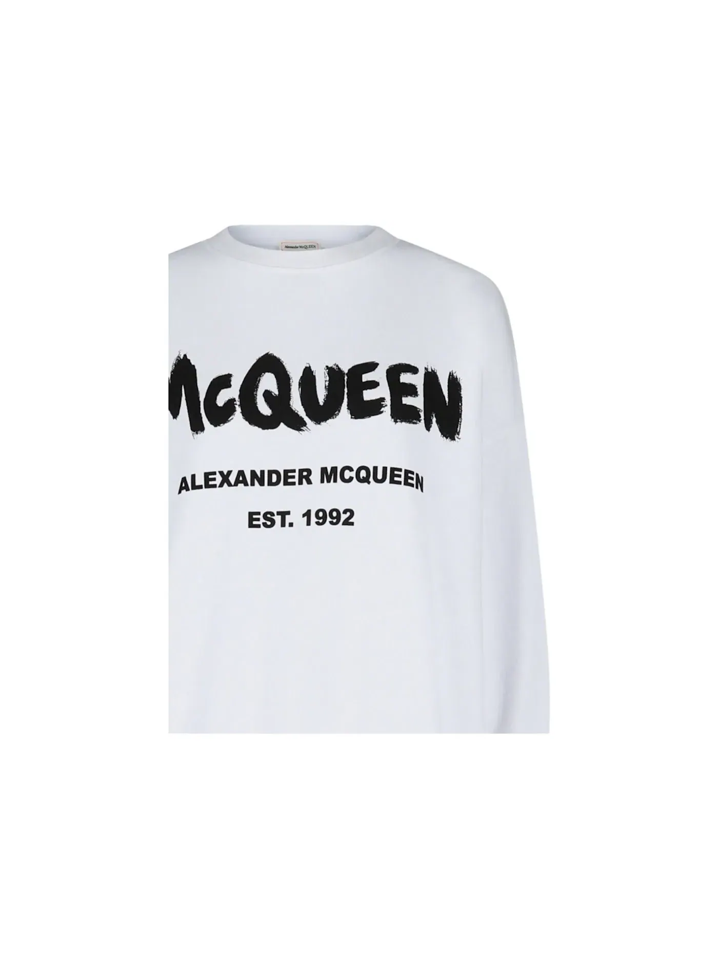 Женский свитшот с принтом Graffiti Logo Alexander McQueen — изображение 3 из 3, белый черный