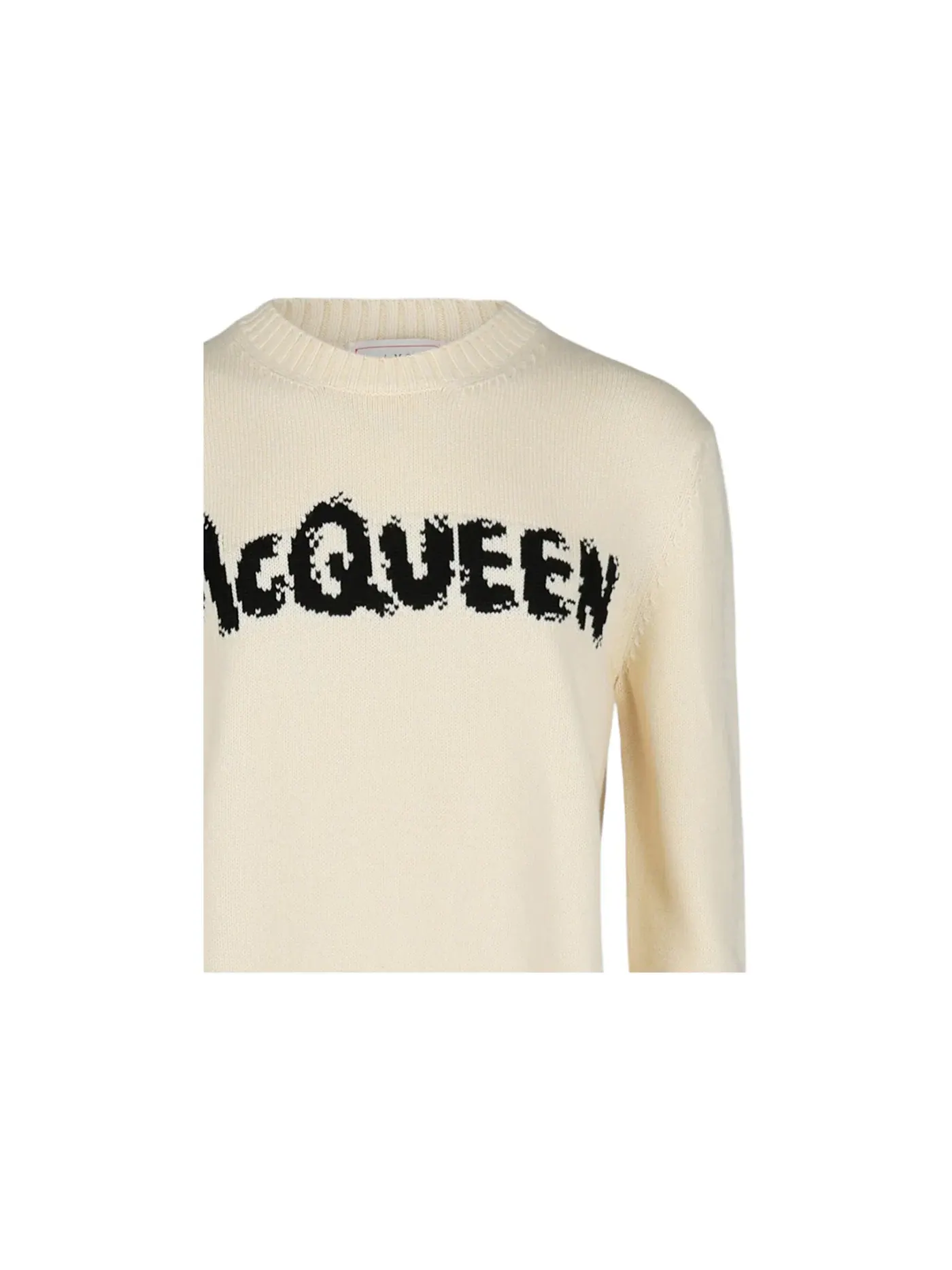 Мужской свитер с круглым вырезом Crewneck Sweater Alexander McQueen — изображение 3 из 3, слоновая кость черный