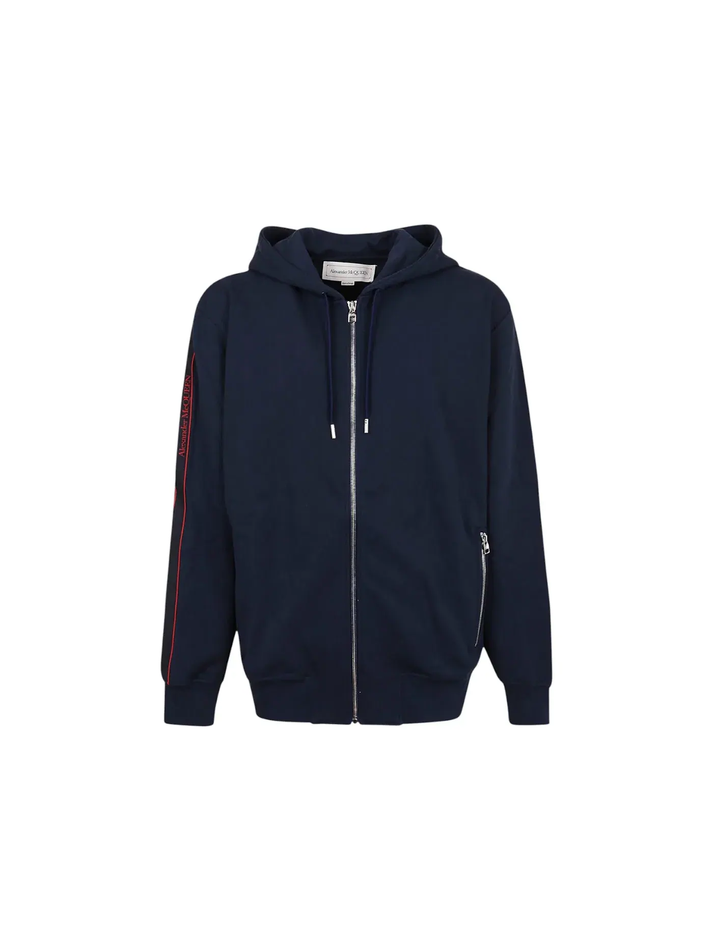 Мужская худи с принтом Alexander McQueen Side Logo-Print Zip-Up Hoodie — изображение 1 из 1, темно-синий