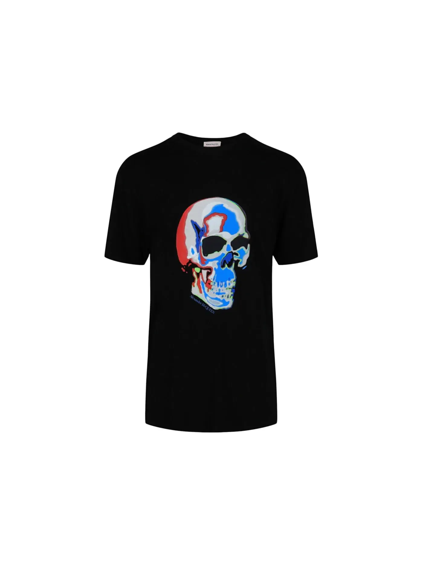 Мужская футболка с принтом Alexander McQueen Solarized Skull Graphic — изображение 1 из 3, черный мульти