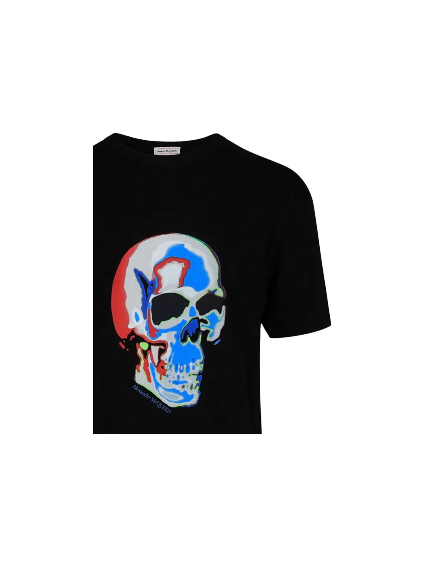 Мужская футболка с принтом Alexander McQueen Solarized Skull Graphic — изображение 3 из 3, черный мульти