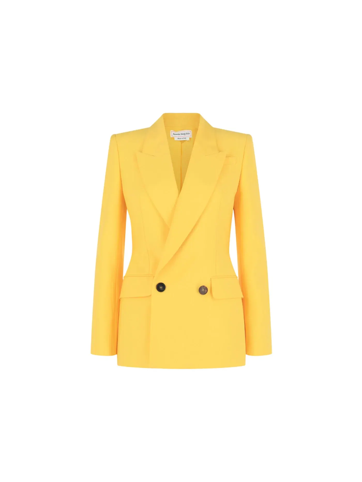Женский двубортный пиджак Alexander McQueen Blazer — изображение 1 из 2, яркий желтый