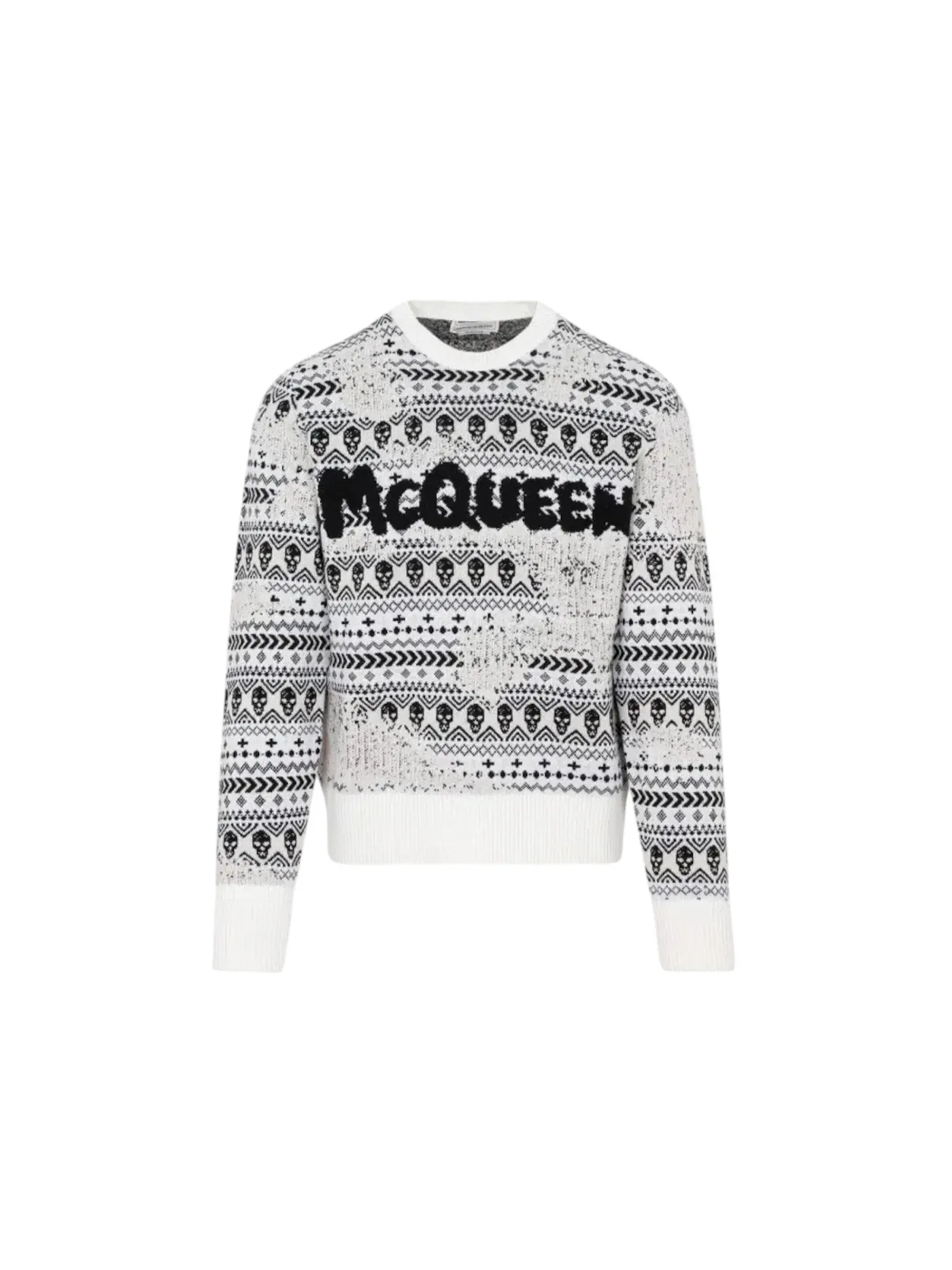Мужской свитер с логотипом Alexander McQueen — изображение 1 из 1, белый/черный