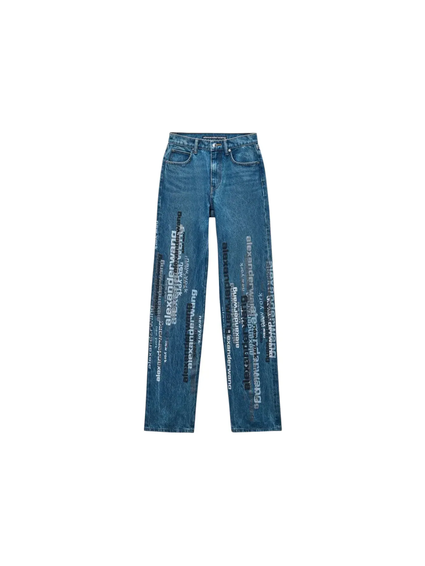 Джинсы с принтом Ez Vertical Logo Screen Print Alexander Wang — изображение 1 из 1, глубокий синий
