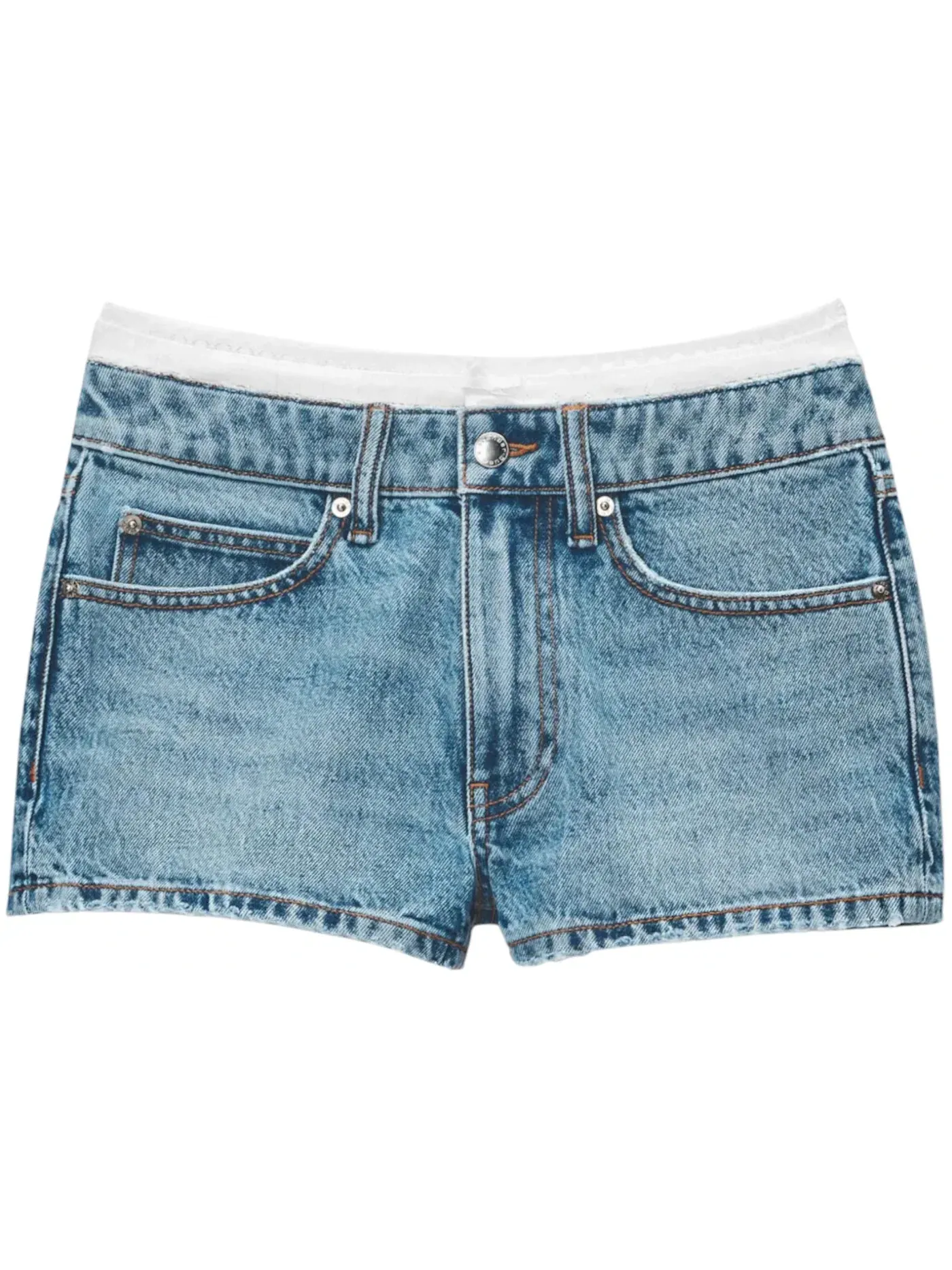 Женские шорты с высокой посадкой Pointelle Undie Alexander Wang — изображение 1 из 1, винтажный светлый индиго